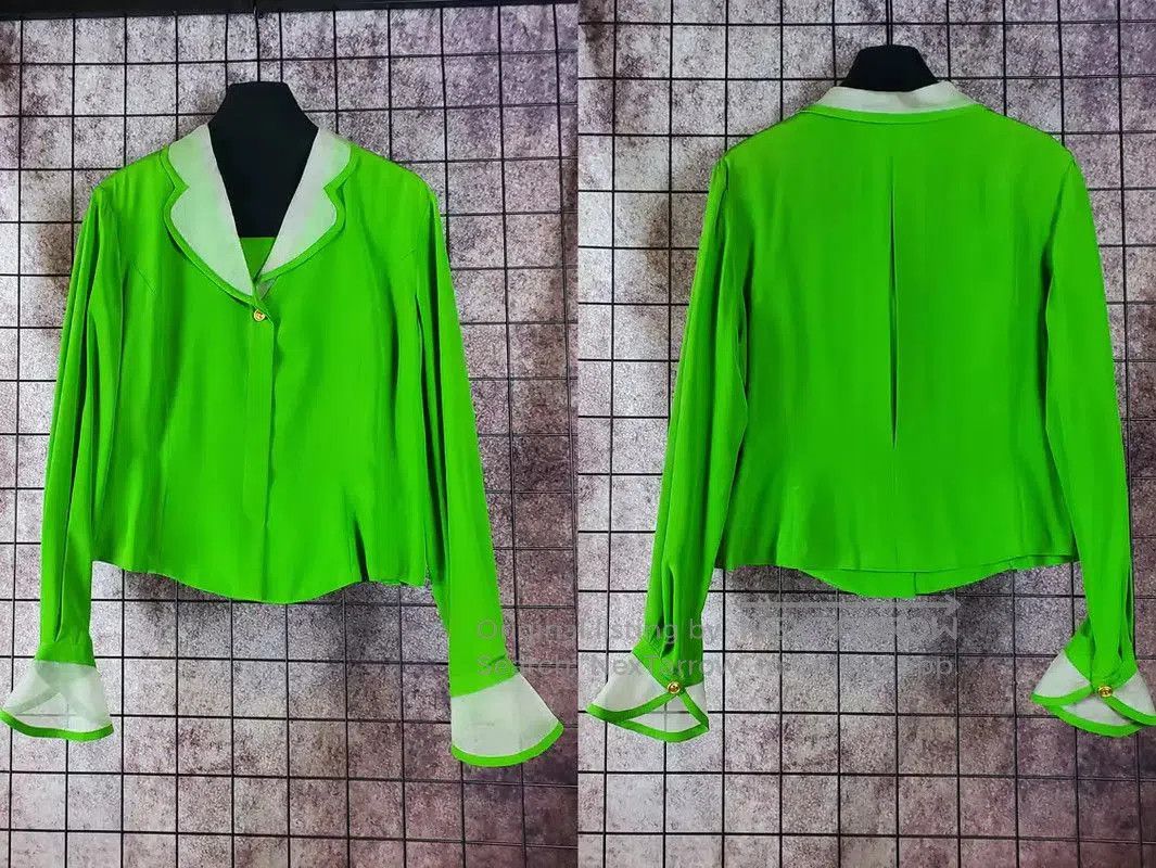 Dior Dior Green Silk Long Sleeve Top for Women . Size M / US 6-8 / IT 42-44 - 2 Thumbnail