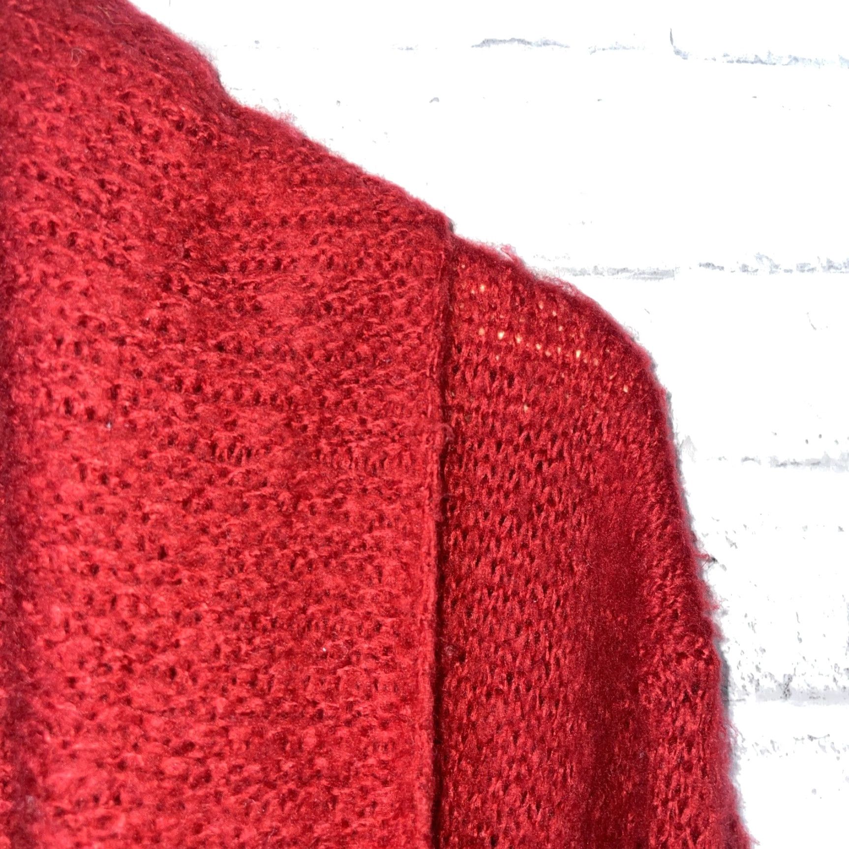Vintage VINTAGE Wooden Ships Cardigan Sweater Red Open Womens S/M Acrylic Mohair Wool Blend Size S / US 4 / IT 40 - 2 Thumbnail