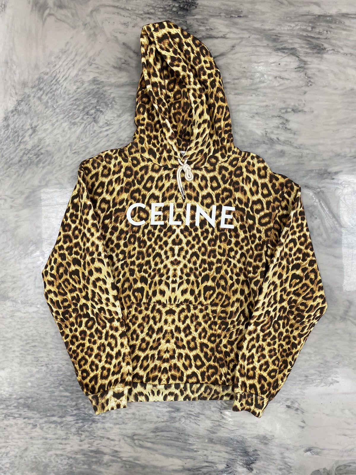 image of Celine Leopard Hoodie Small 100% Authentic Super in Gold, Men's