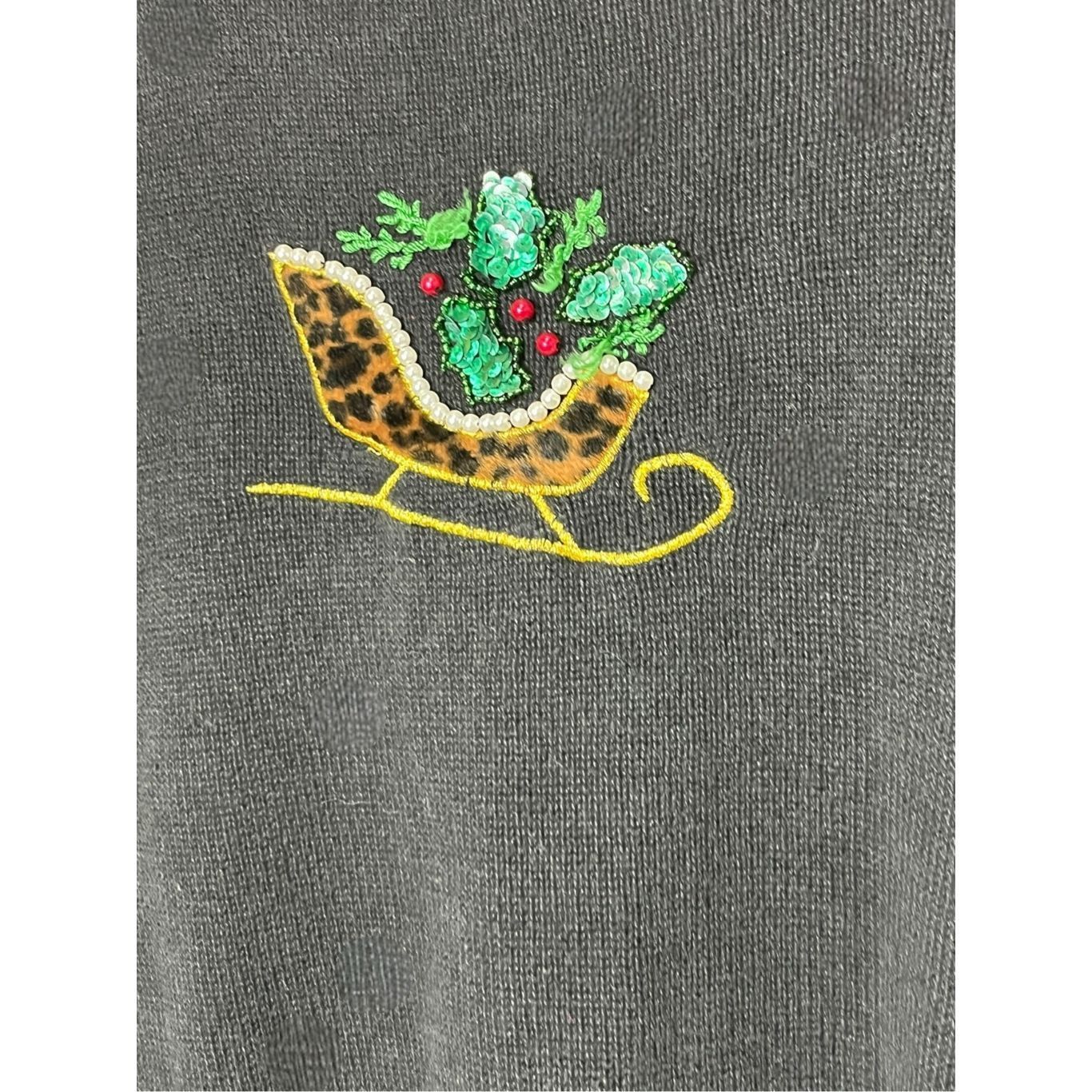 Other Vintage BP Design Christmas Cardigan Leopard Fur Sleighs Seq Size S / US 4 / IT 40 - 9 Thumbnail
