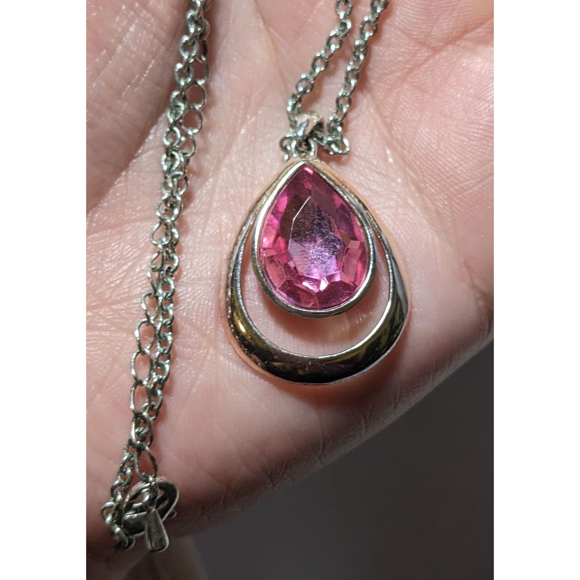 Other Coquette Pink Gemmed Teardrop Pendant Necklace Size ONE SIZE - 9 Thumbnail