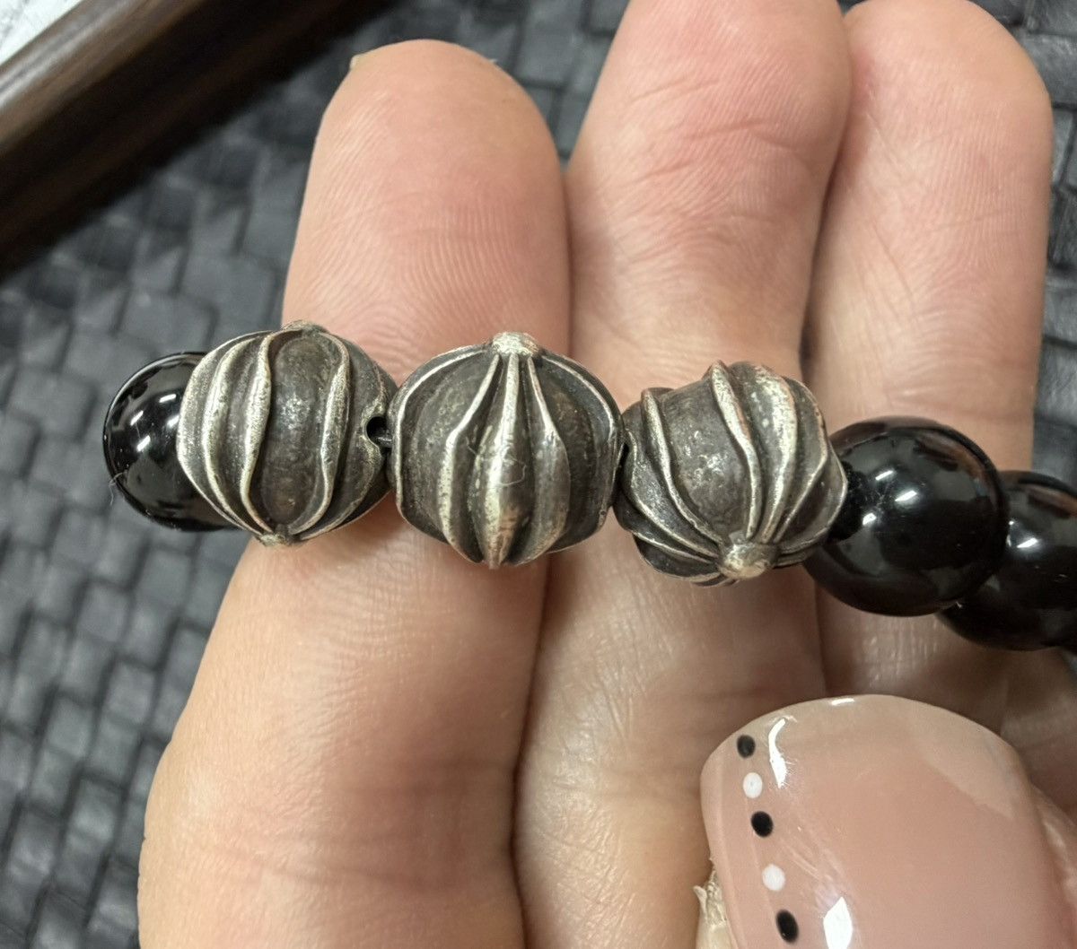 Chrome Hearts Chrome Hearts Black Onyx Pearls 925 Sliver 10mm Size ONE SIZE - 6 Thumbnail