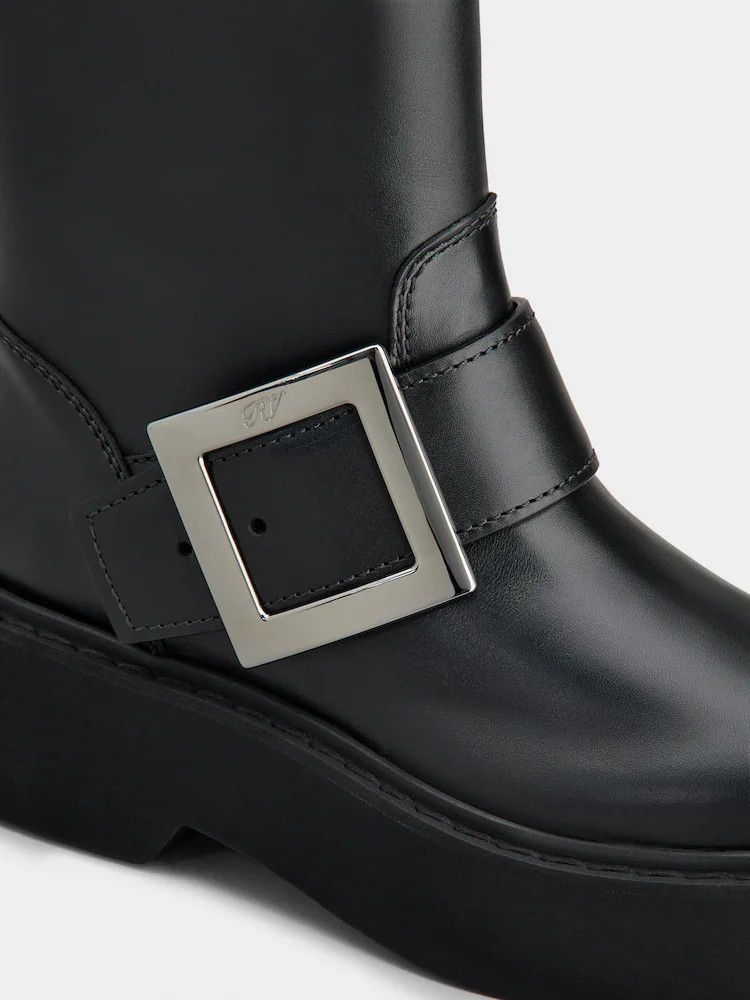 Roger Vivier o1s22i1n0824 Platform Rangers Ankle Boots in Black Size US 7 / IT 37 - 3 Thumbnail