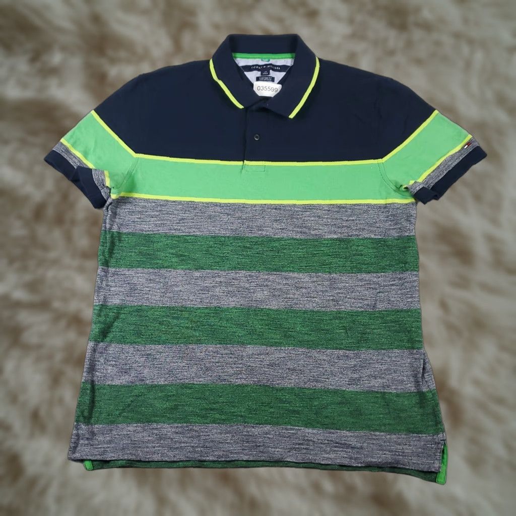 Tommy Hilfiger VINTAGE Tommy Hilfiger Polo Shirt Mens Large Blue Green Striped Casual Short Sleeve Polo Mens Large Blue/Green Theme: Preppy, American, Modern Size US L / EU 52-54 / 3 - 1 Thumbnail
