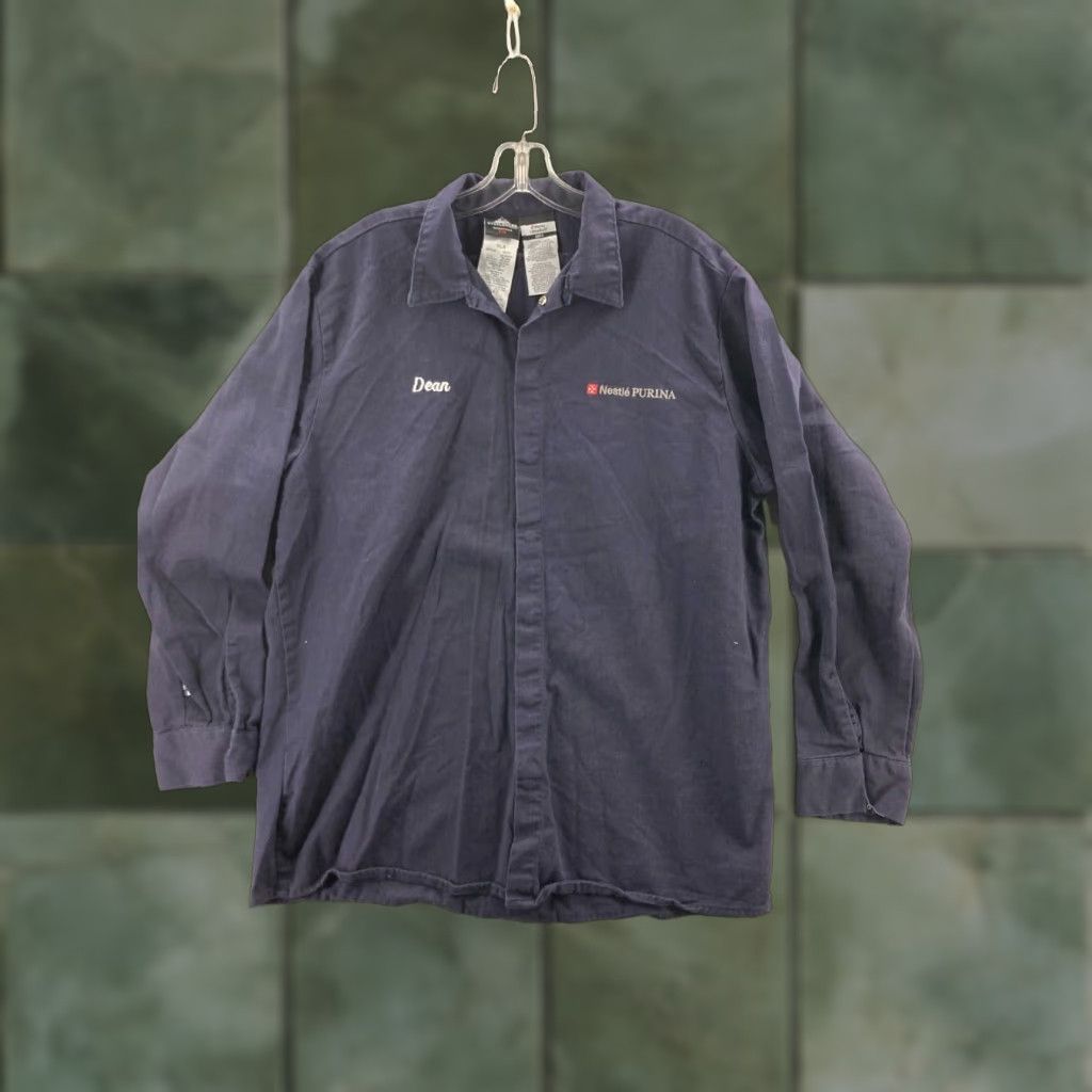 Vintage SteelGuard Shirt Mens XL Blue Cotton Blend FR 1XLR Nestle Purina Size US XL / EU 56 / 4 - 1 Thumbnail