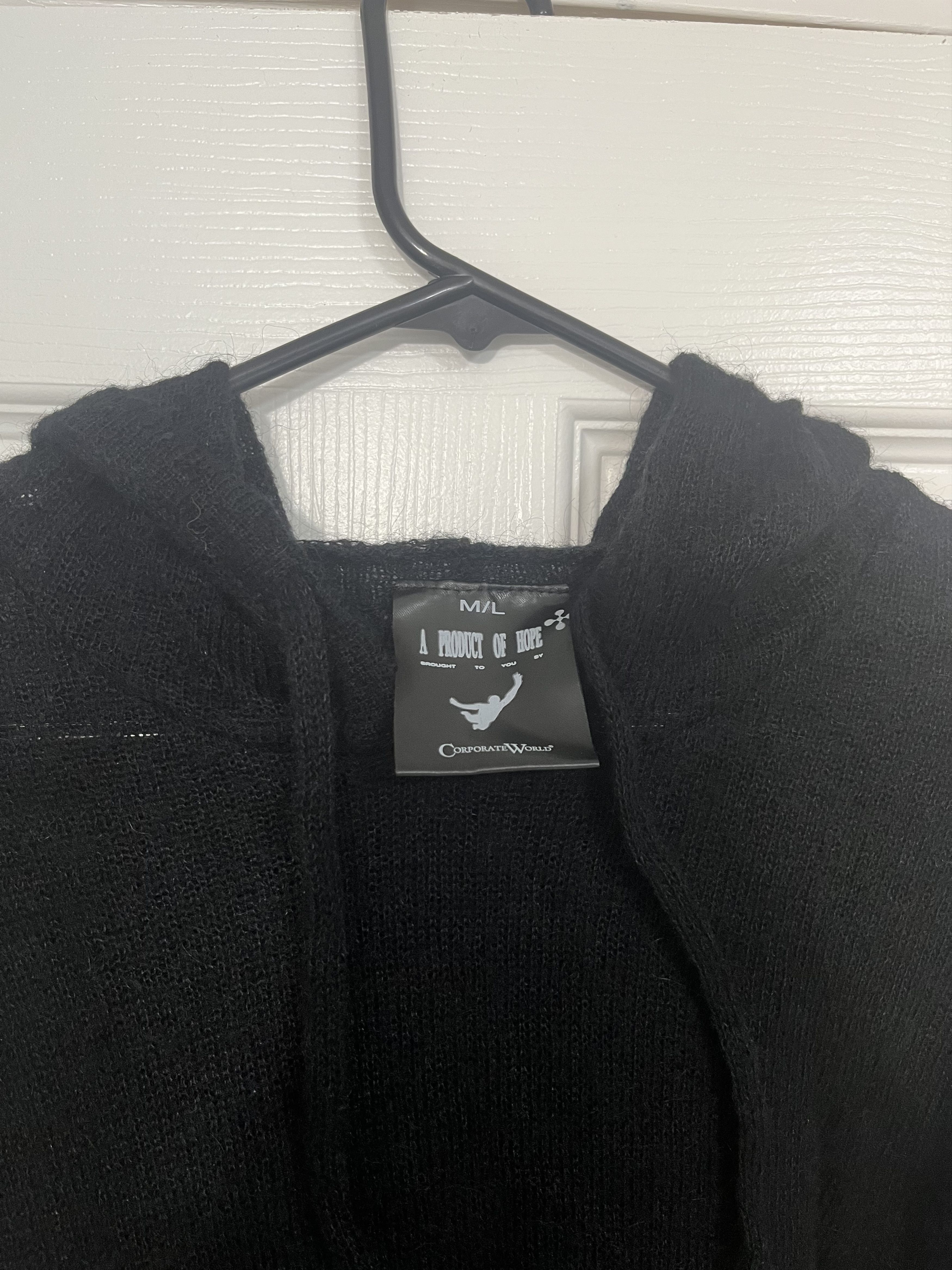 Destroy Lonely Corporate World Phantom Black Mohair Loose Knitted Hoodie Size US L / EU 52-54 / 3 - 3 Thumbnail