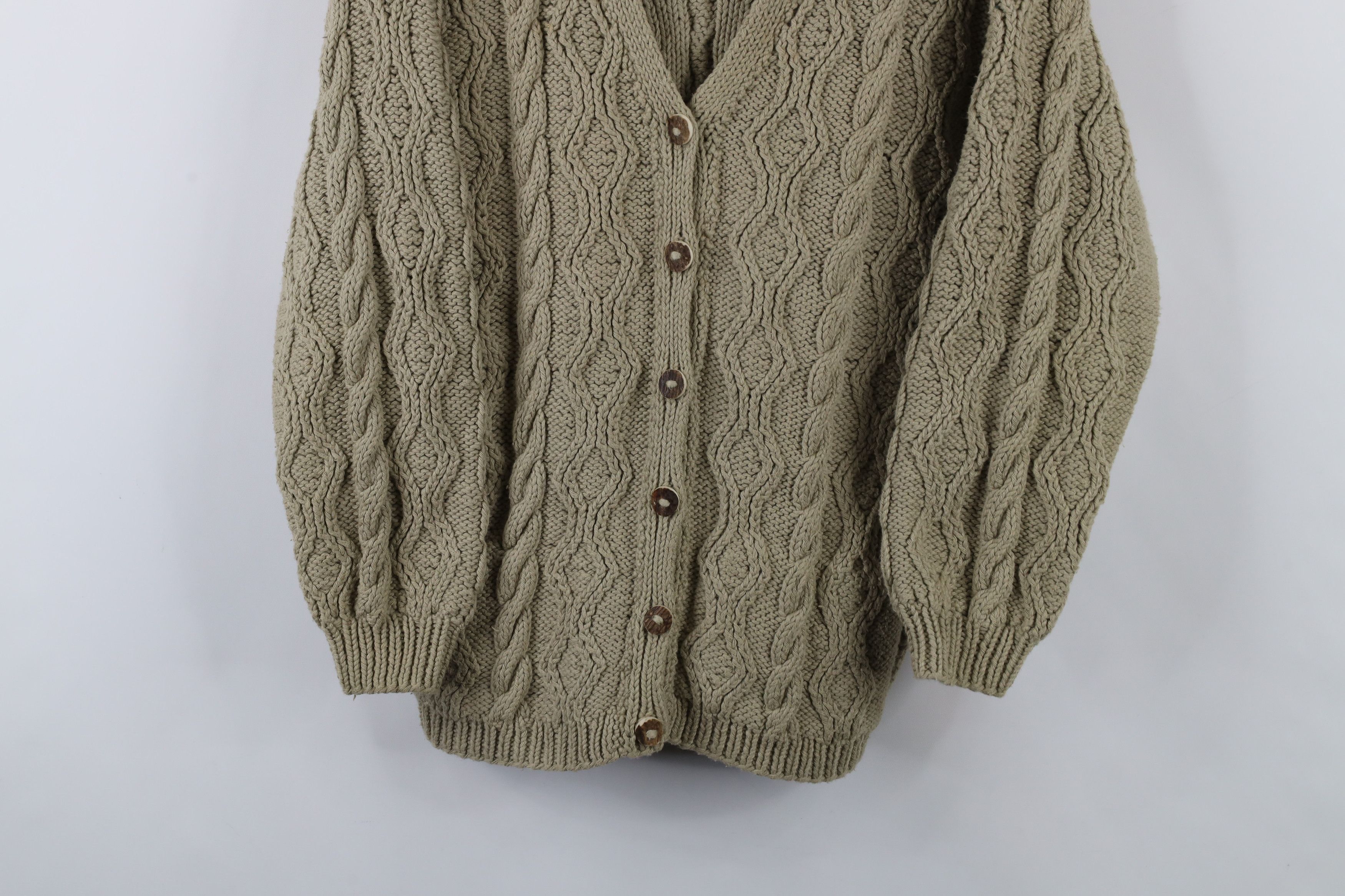 Vintage Vintage 90s Chunky Cable Knit Fisherman Cardigan Sweater Size S / US 4 / IT 40 - 3 Thumbnail