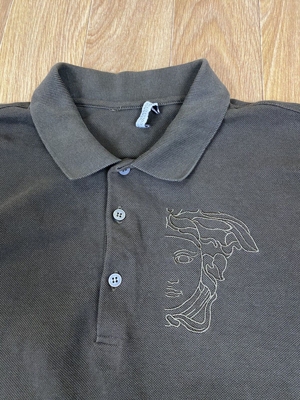 Versace Versace Medusa big face logo Khaki Polo T-shirt Size US XL / EU 56 / 4 - 2 Thumbnail