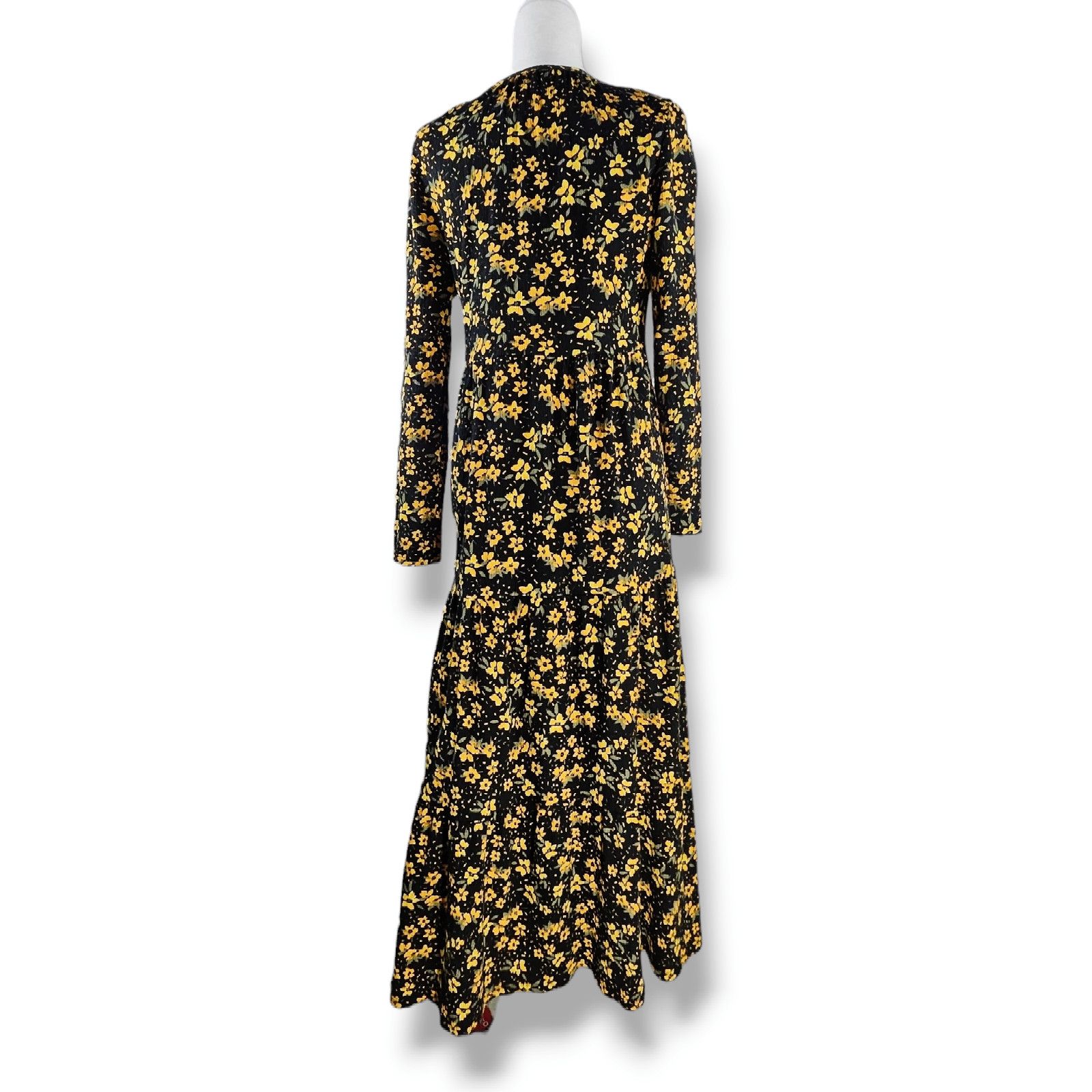 Free People EUC Free People Tiers Of Joy Midi Dress Sz. M Black Floral Size M / US 6-8 / IT 42-44 - 4 Thumbnail