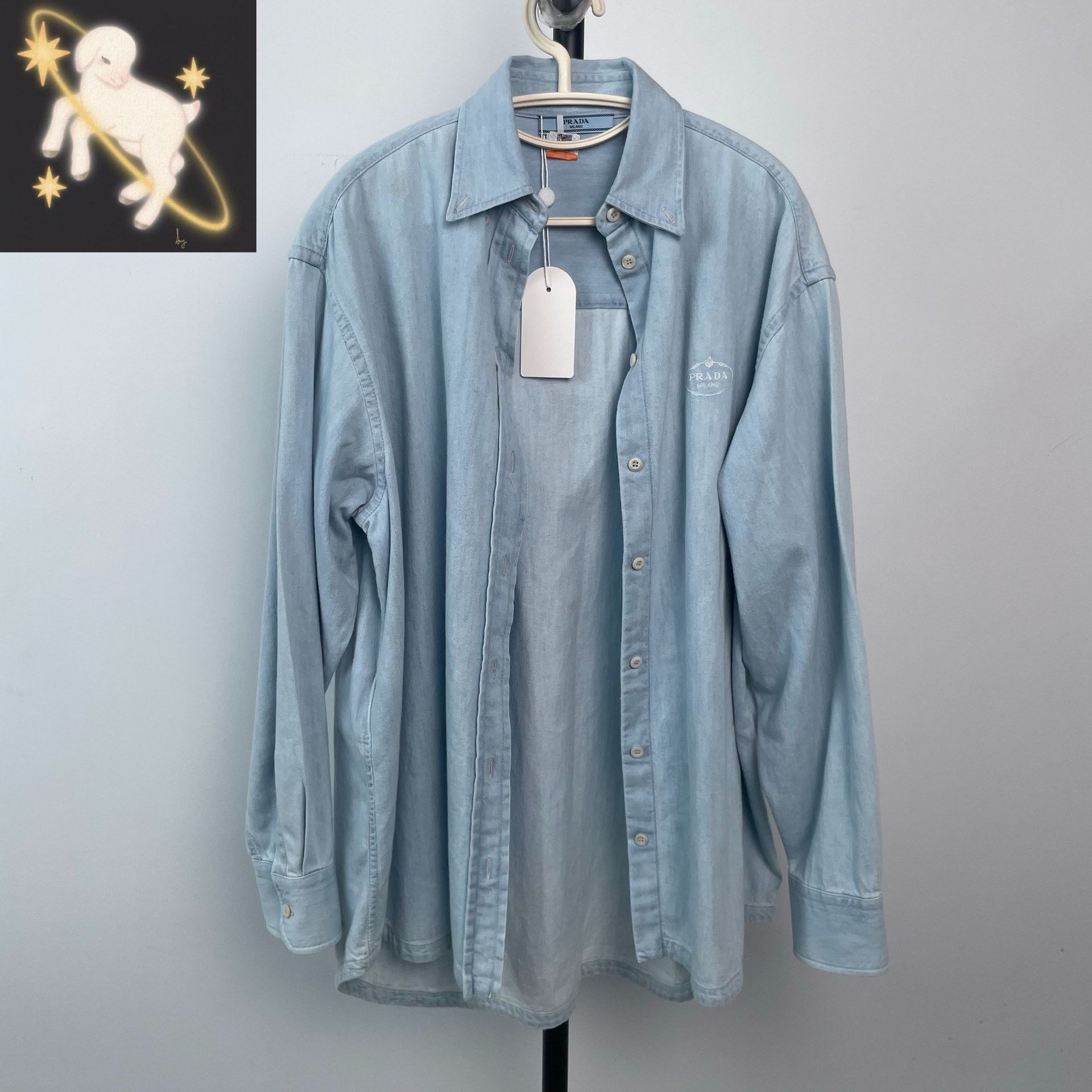 Prada Prada Retro Embroidered Blue Shirt 36 Men Size US S / EU 44-46 / 1 - 1 Thumbnail