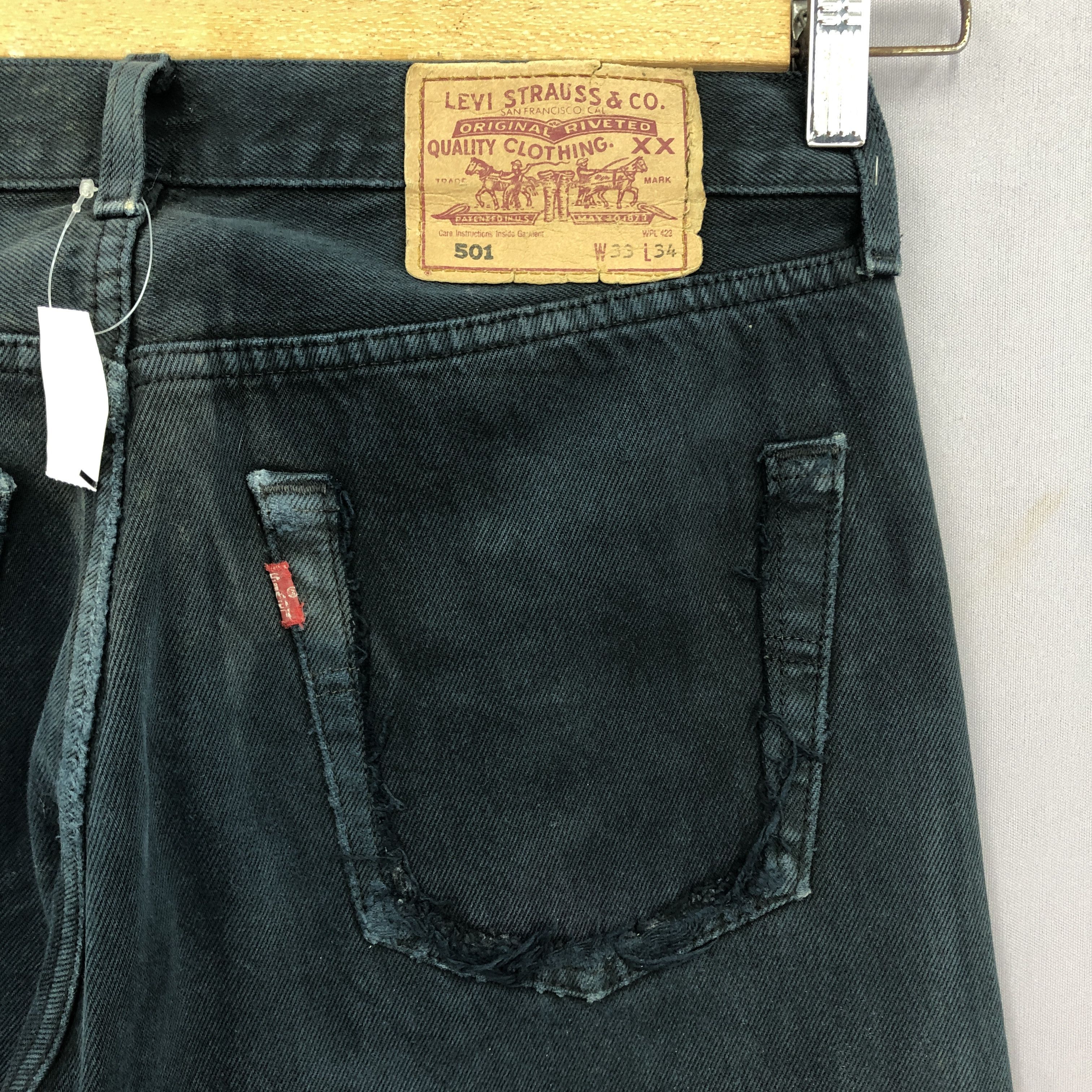 Levi's Vintage 90s Levis 501 Super Black Jeans Ripped Denim BS47591 Size US 30 / EU 46 - 5 Thumbnail