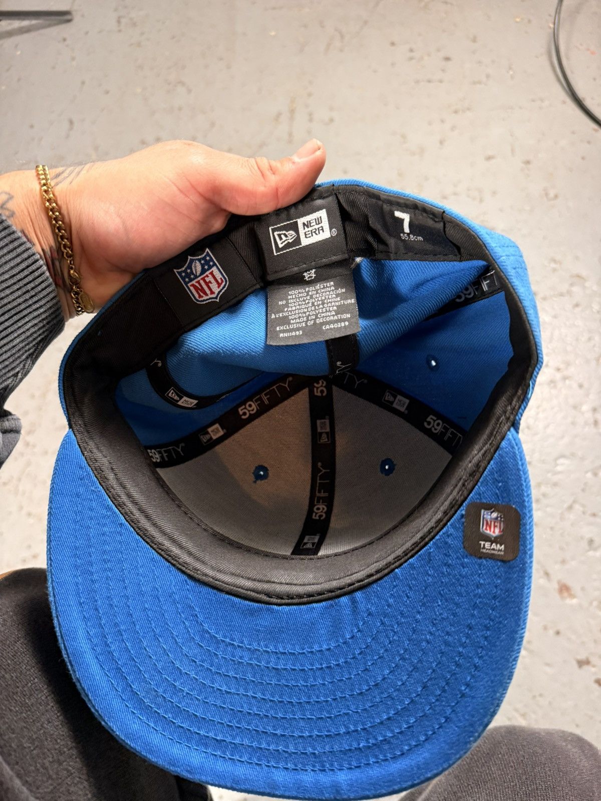 New Era Detroit Lions Blue Fitted Hat Size 7 Size ONE SIZE - 5 Thumbnail