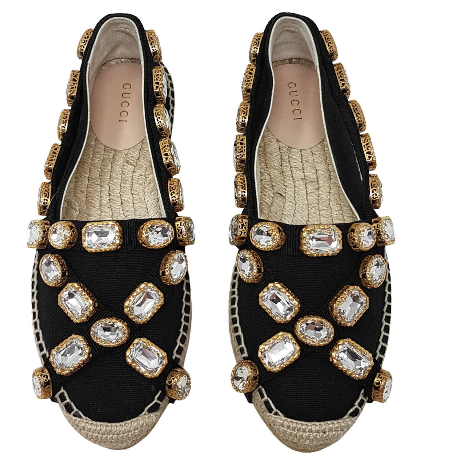 Gucci Gucci Women’s Pepita Canvas Espadrille Shoes with Crystals Size US 8 / IT 38 - 2 Thumbnail