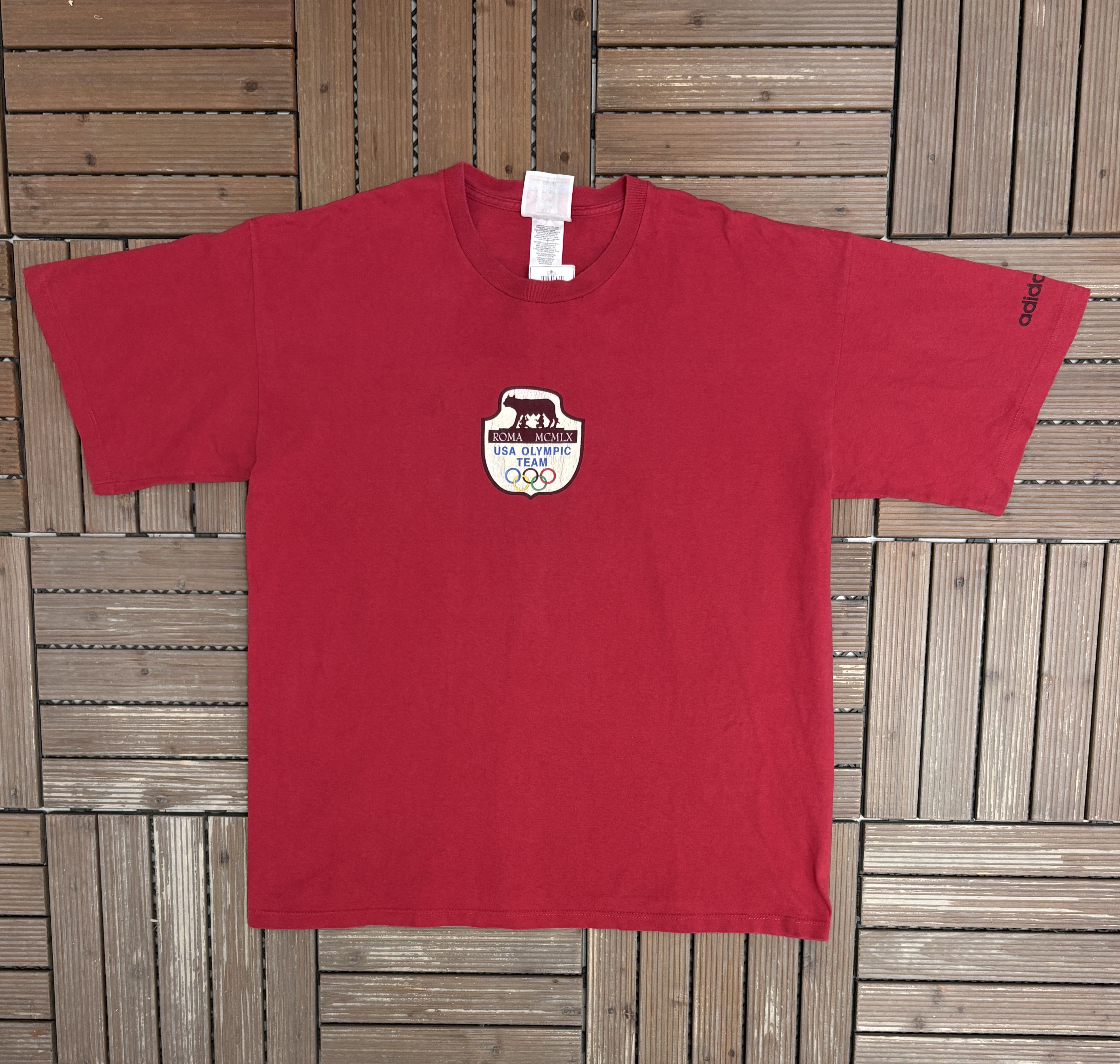 Adidas USA Olympic Team Roma MCMLX Vintage Red T-Shirt Tee Size US XL / EU 56 / 4 - 1 Thumbnail