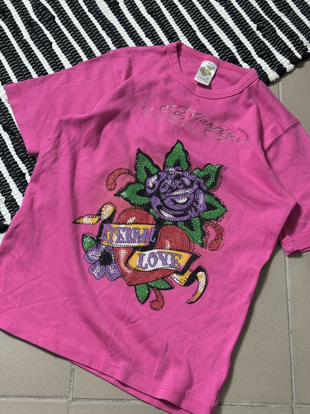 Ed Hardy VINTAGE ED HARDY 2000s PINK TEE SHIRT Size S / US 4 / IT 40 - 2 Thumbnail