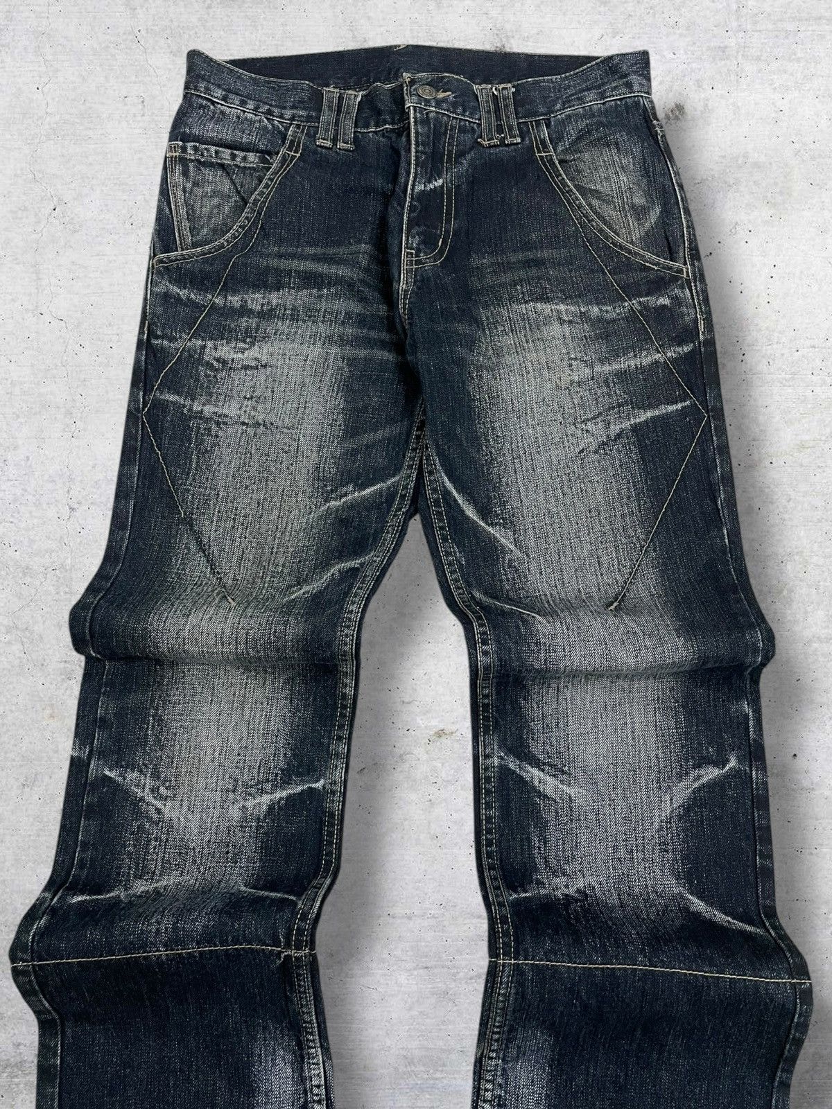 PPFM VINTAGE PPFM 90S OG JAPAN DESIGNER WHISKERING WORN OUT DENIM Size US 30 / EU 46 - 4 Thumbnail