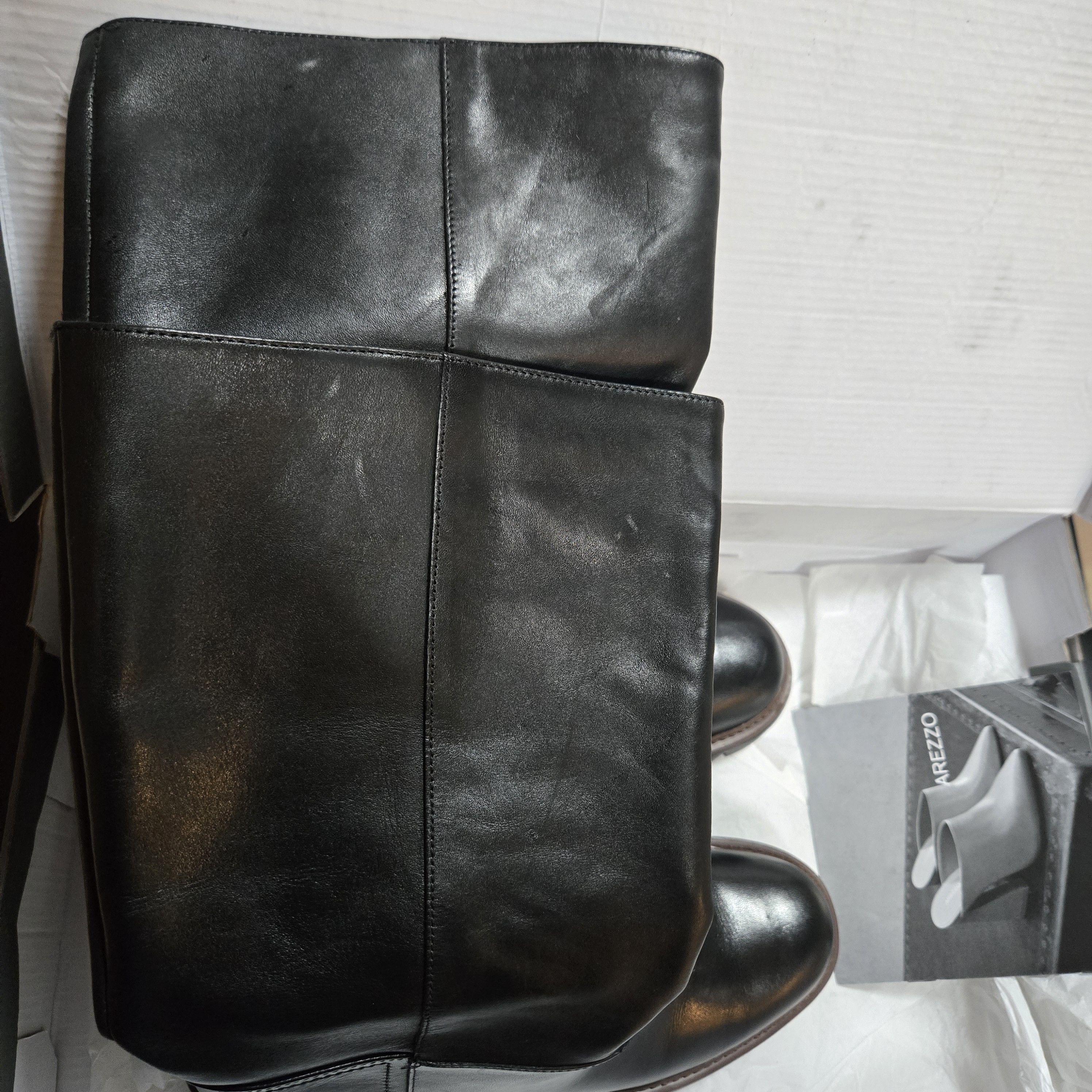 Other Arezzo Bota Leather Pull On Block Heel~Knee-High Boots~ Size US 8.5 / IT 38.5 - 3 Thumbnail
