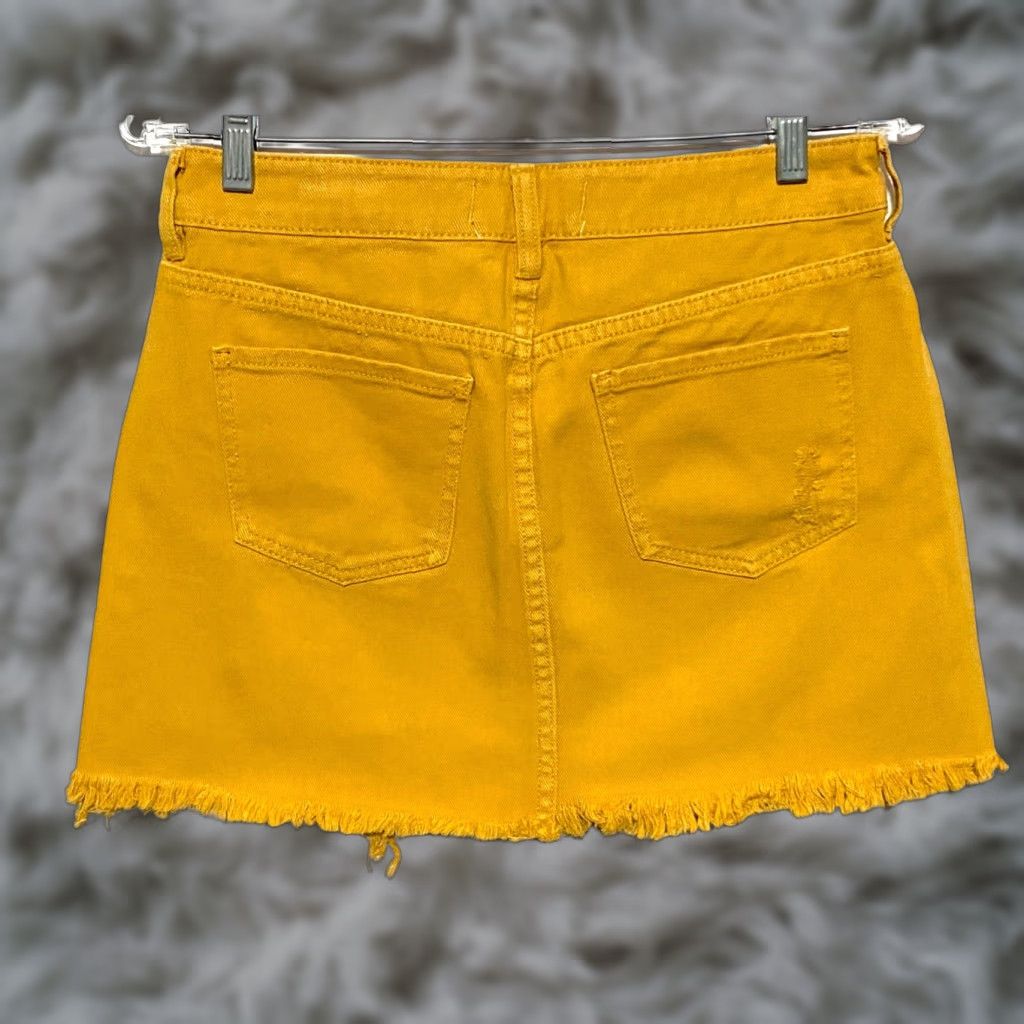 Pacsun PacSun Mustard Yellow Distressed Mini Skirt Womens 27 Grunge Ripped Thrashed NWT Size 27" / US 4 / IT 40 - 1 Thumbnail