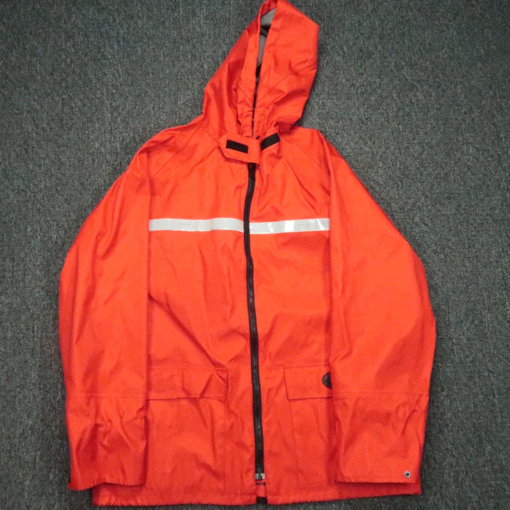 Rains Lifesaving Systems Corp Jacket Mens XL Orange Rain Coat Hooded Full Zip Pockets Waterproof Rain Tech Nylon Softshell Long Vest? Size US XL / EU 56 / 4 - 2 Thumbnail