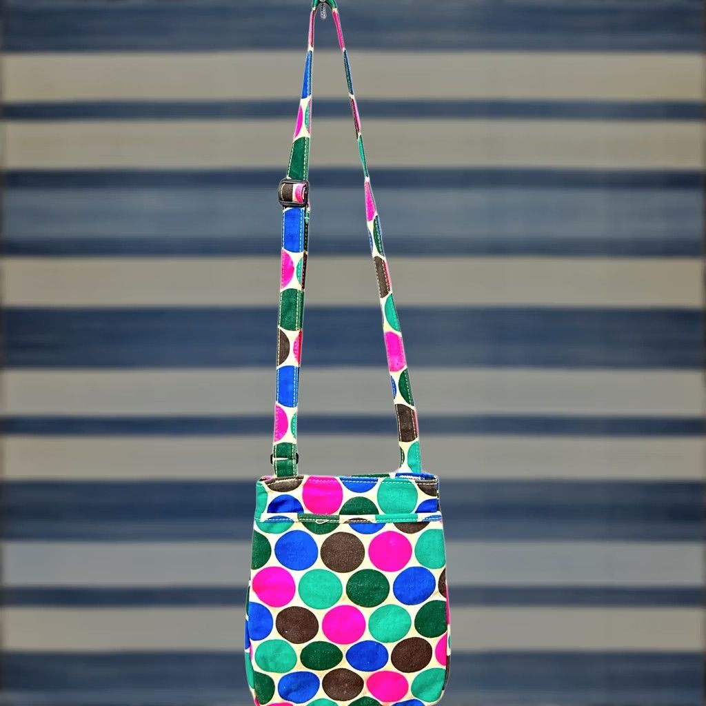 KAVU Kavu Crossbody HandBag Adjustable Purse Women's MultiColor Polka Dot Tote Crossbody Bag Small Nylon Lining Velcro Inside Pockets Size ONE SIZE - 1 Thumbnail