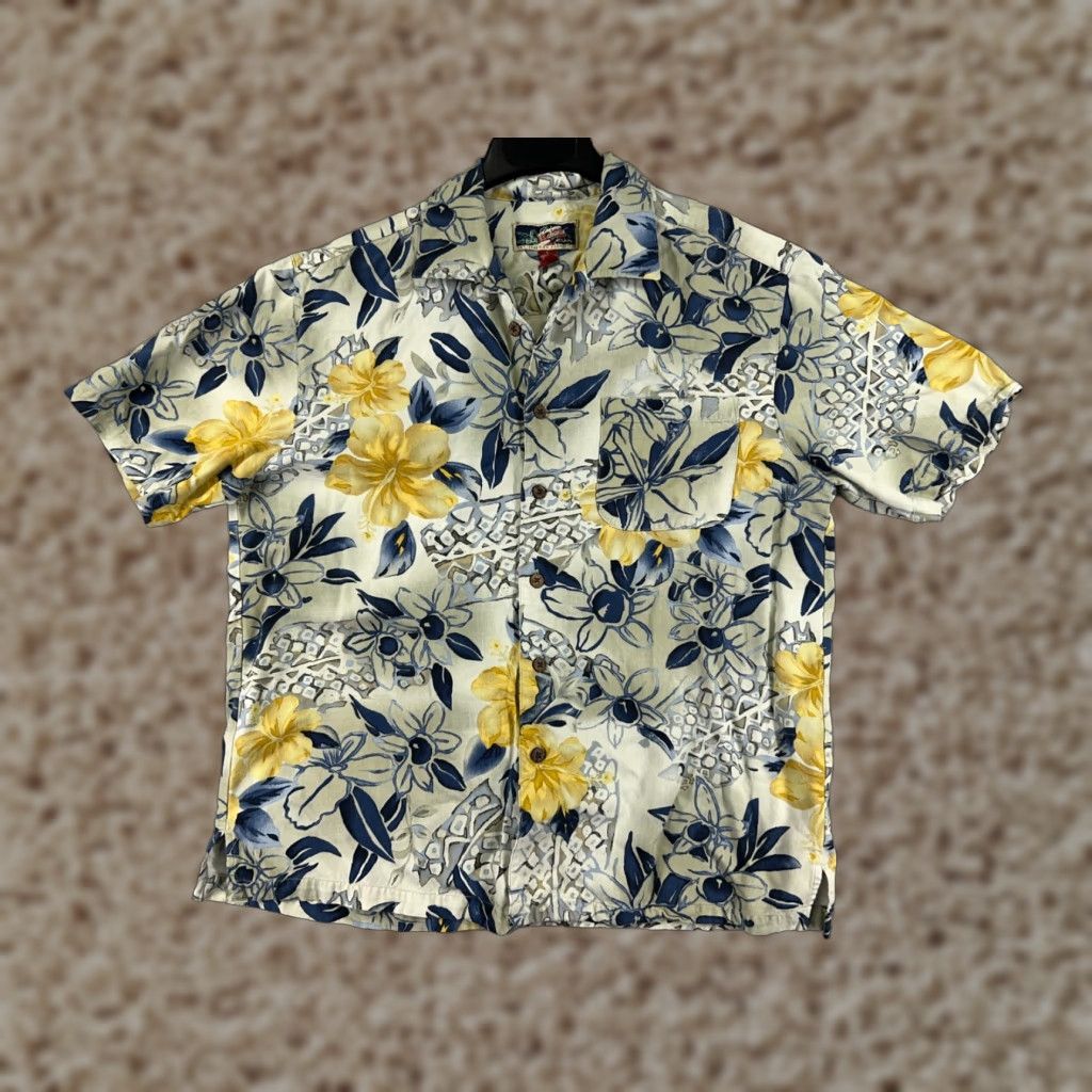 Vintage VINTAGE La Cabana Shirt Men Green Floral Hawaiian 100% Rayon Button-Up Short Sleeve Size US L / EU 52-54 / 3 - 1 Thumbnail