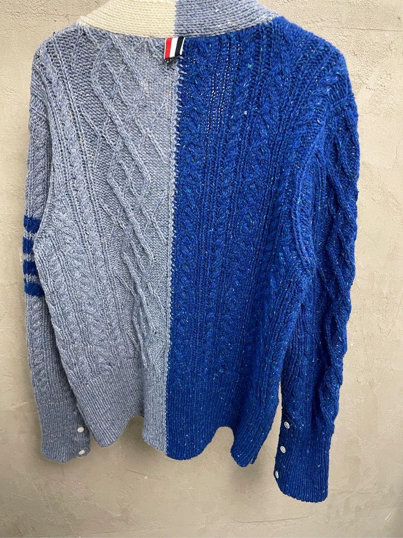 Thom Browne Thom browne Blue color block four-striped wool cardigan jac Size US M / EU 48-50 / 2 - 4 Thumbnail