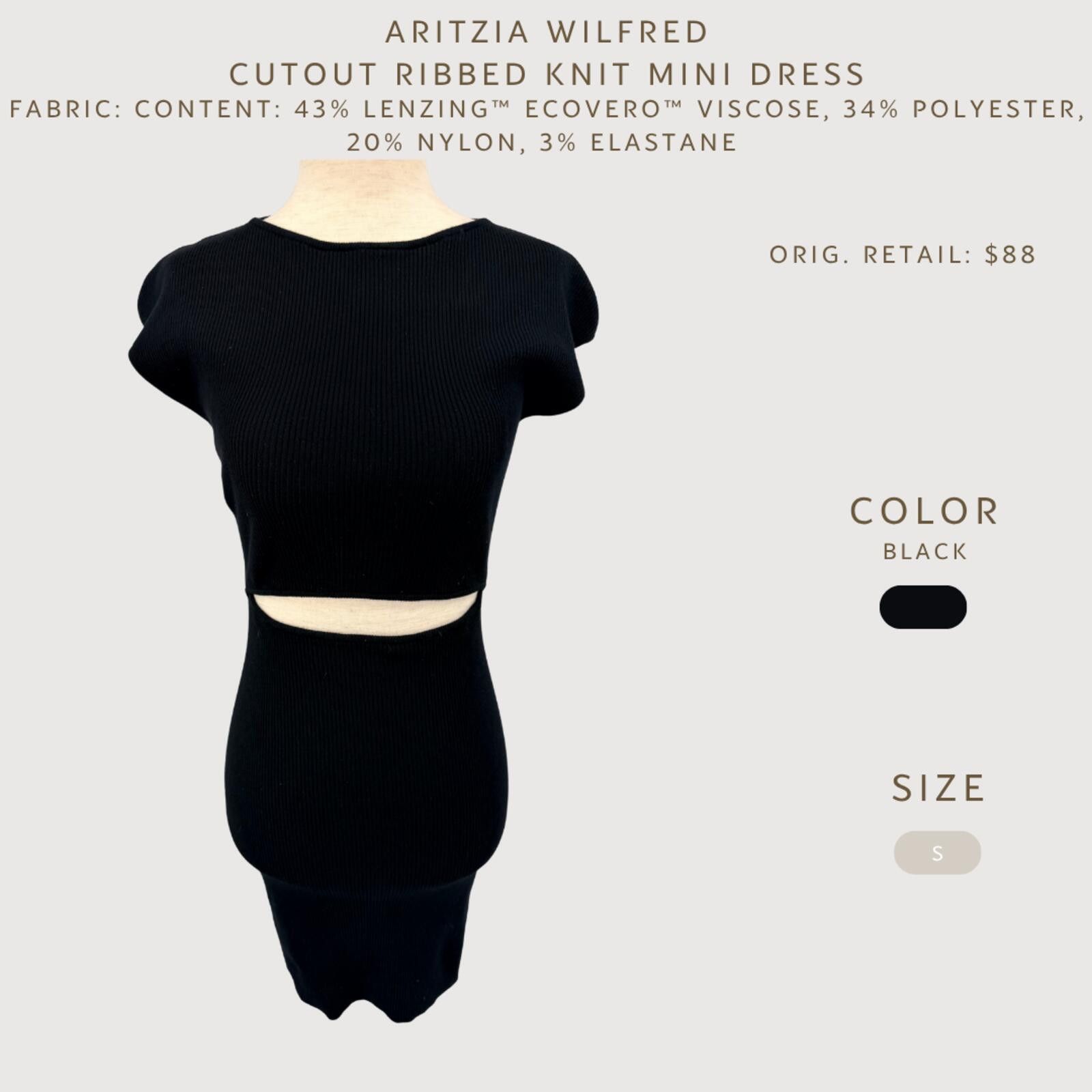Other Aritzia Wilfred Ribbed Cutout Mini Dress Black S Size S / US 4 / IT 40 - 2 Thumbnail