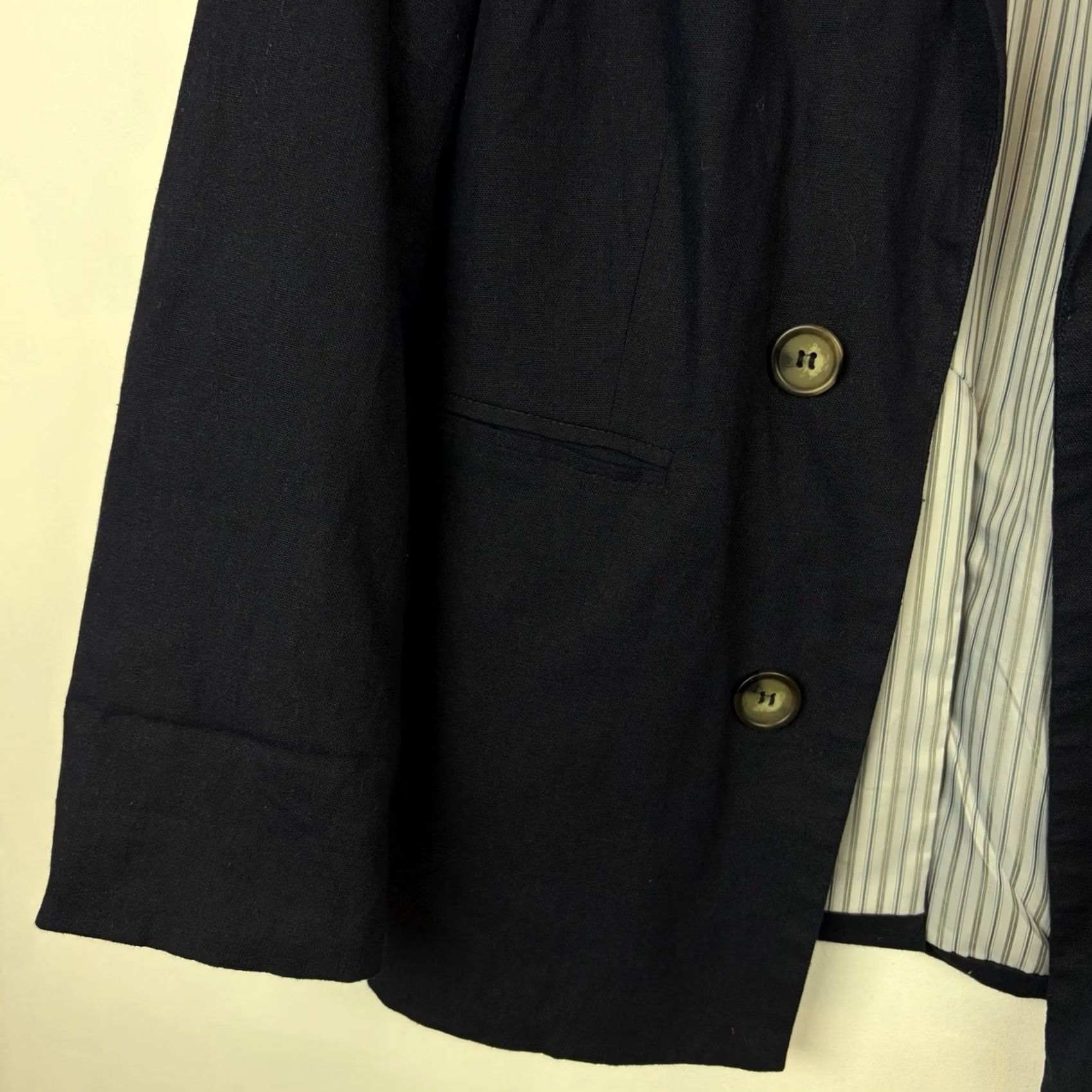 Halston H Halston Blazer Womens Large Navy Blue Linen Blend Lagenlook Minimalist Size L / US 10 / IT 46 - 5 Thumbnail