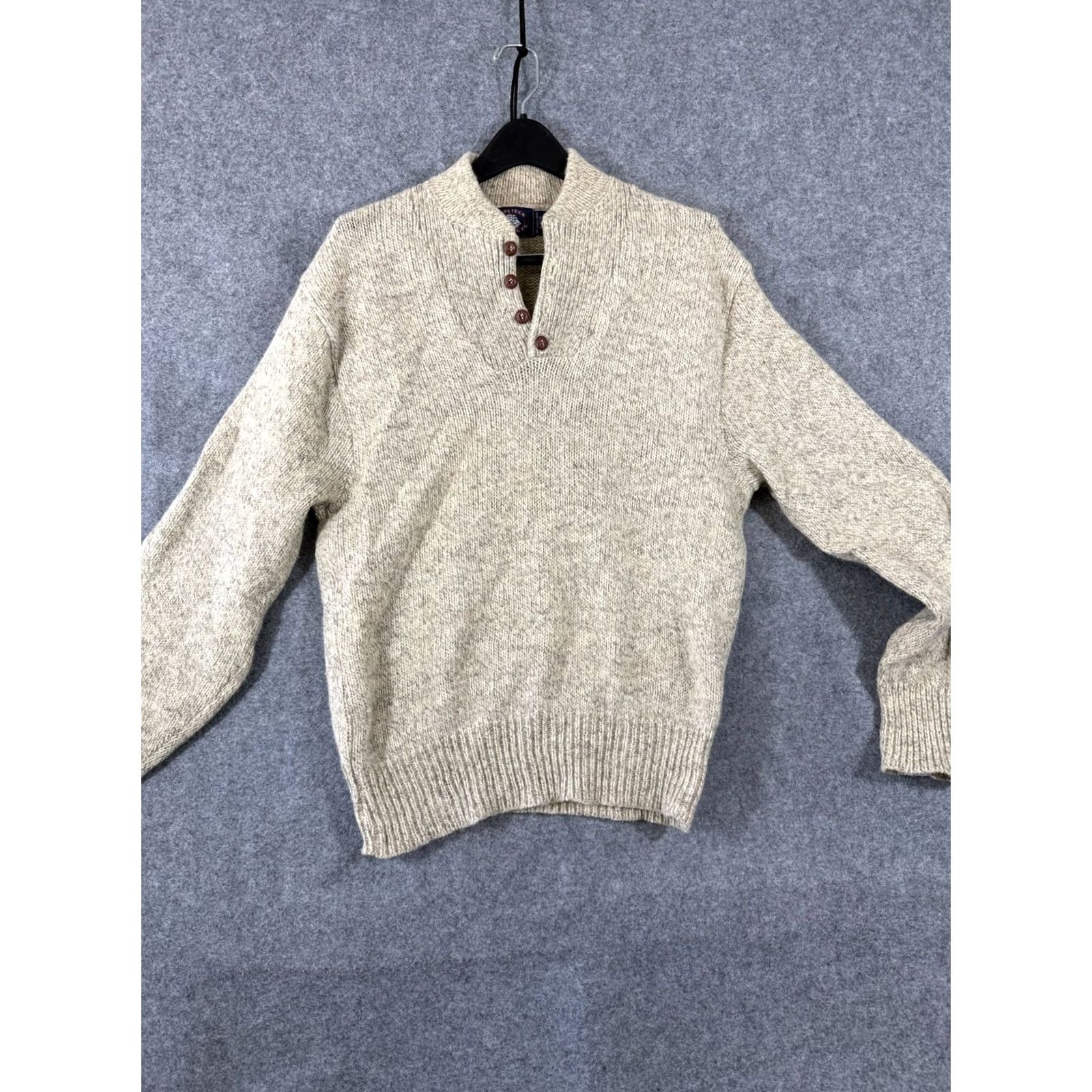 CO Aspetuck Trading Co Wool Sweater Mens Large Beige Pullover Henley Long Sleeve Size US L / EU 52-54 / 3 - 3 Thumbnail