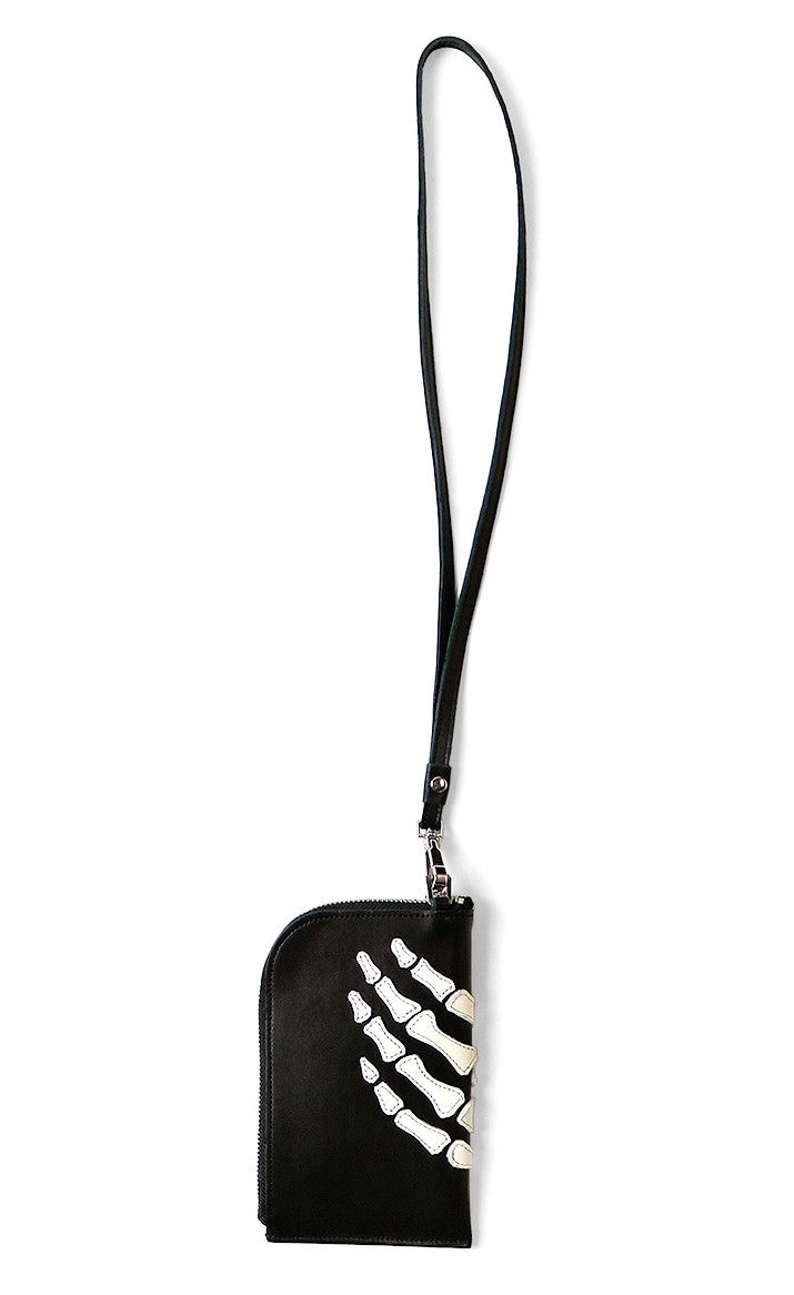 Kapital Kapital leather THUMBS UP BONE HAND ZIP neck BAG black new Size ONE SIZE - 3 Thumbnail