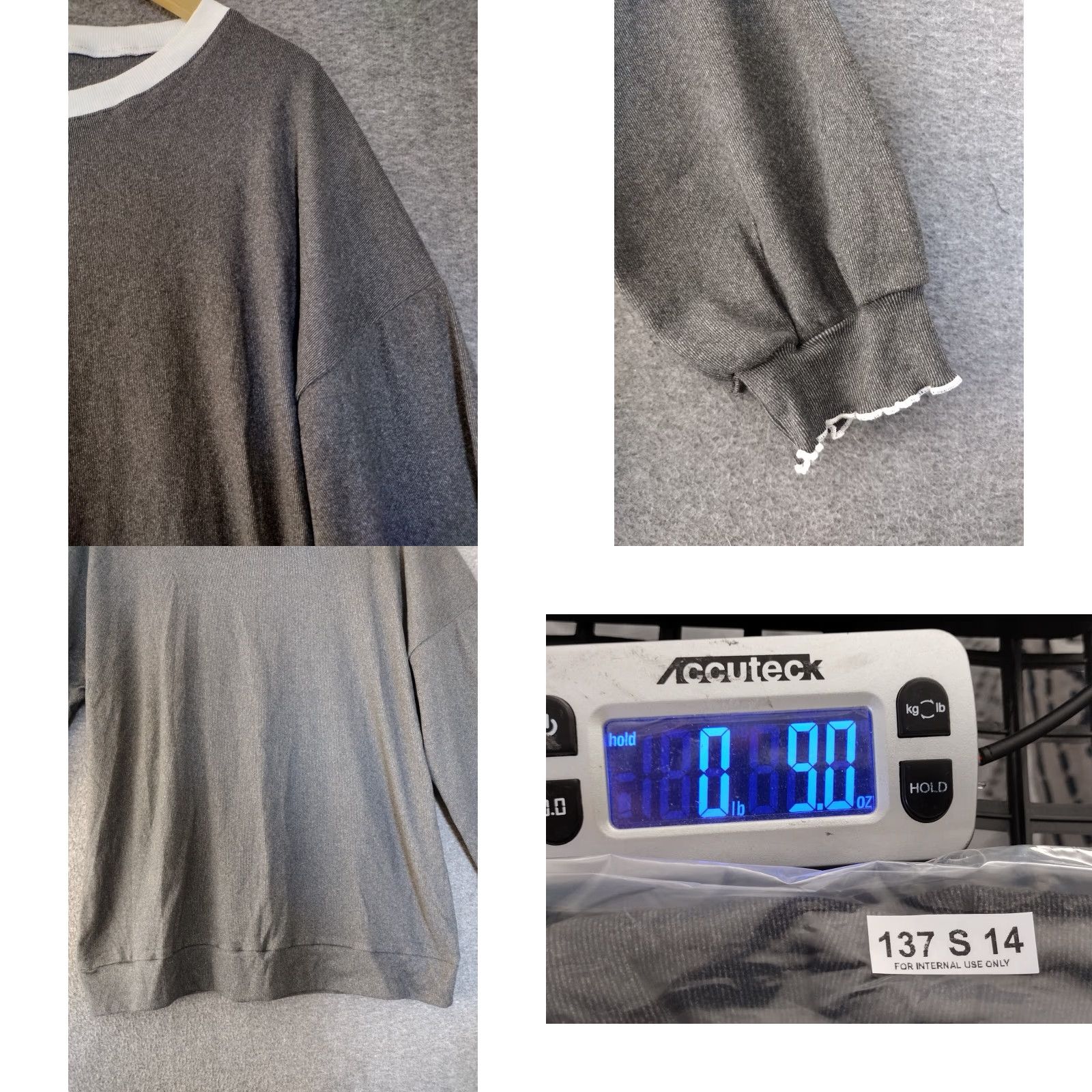 Vintage Sweatshirt Women’s L Loose Gray with White Collar Pullover Activewear Shirt Adult Large Gray Size L / US 10 / IT 46 - 8 Thumbnail