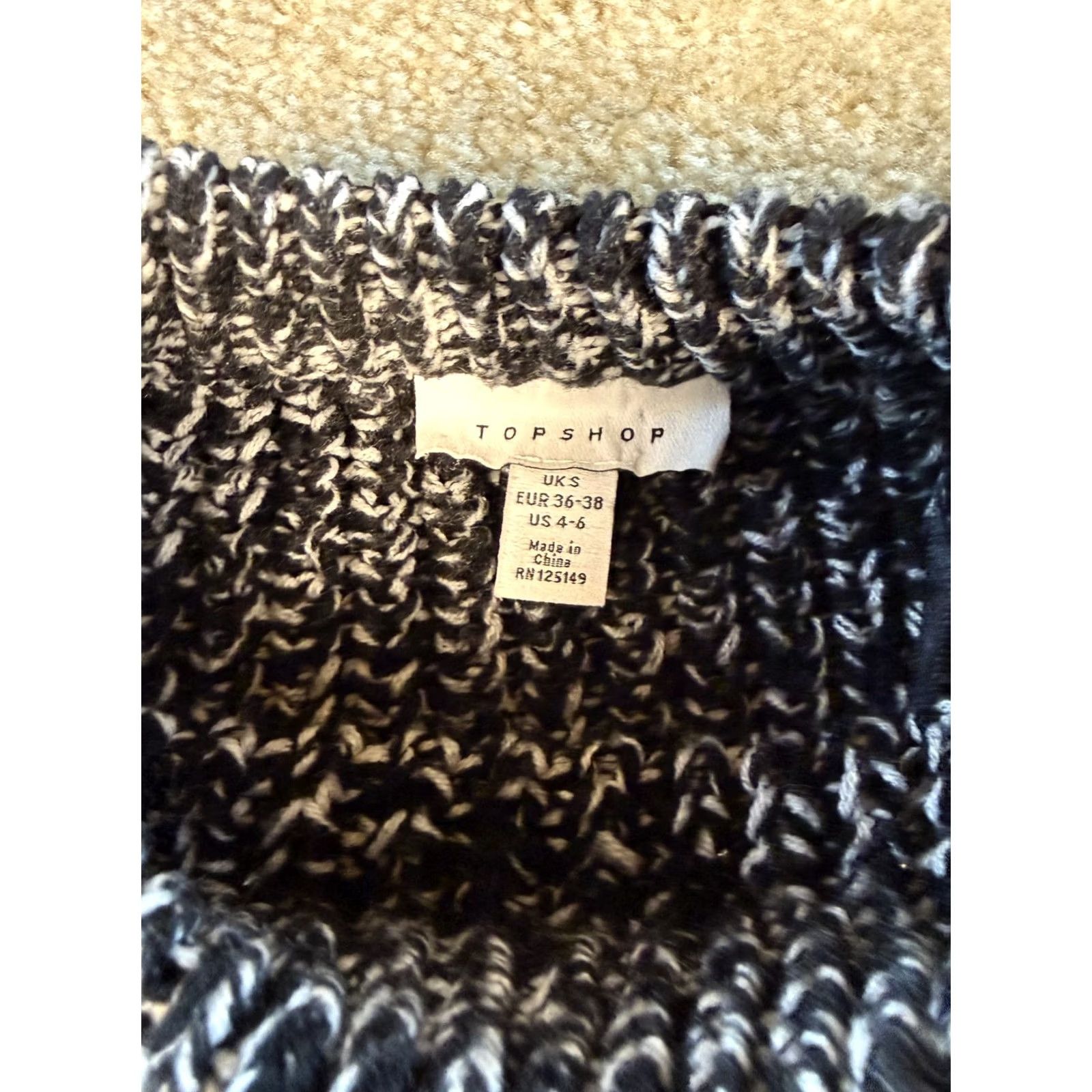 Topshop Topshop Womens Sweater Crop Black Size 4 - 6 Loose Knit Mock Neck Pullover Size M / US 6-8 / IT 42-44 - 2 Thumbnail
