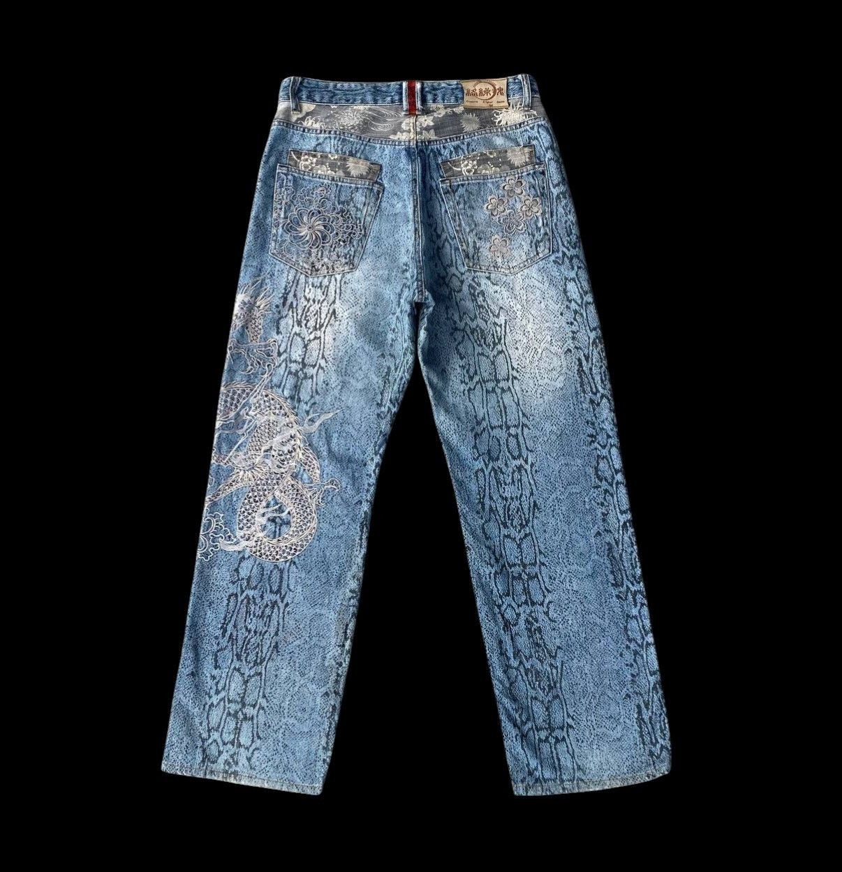 Karakuri Tamashii Rare Karakuri Tamashii Snakeskin Dragon Embroidered Distress Size US 33 - 18 Thumbnail