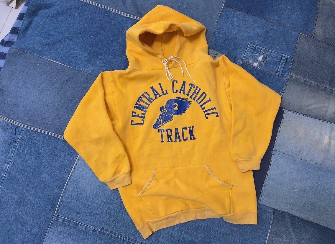 image of Russell Athletic Vintage 70's Russell Hoodie Made In Usa in Yellow, Men's (Size Small)