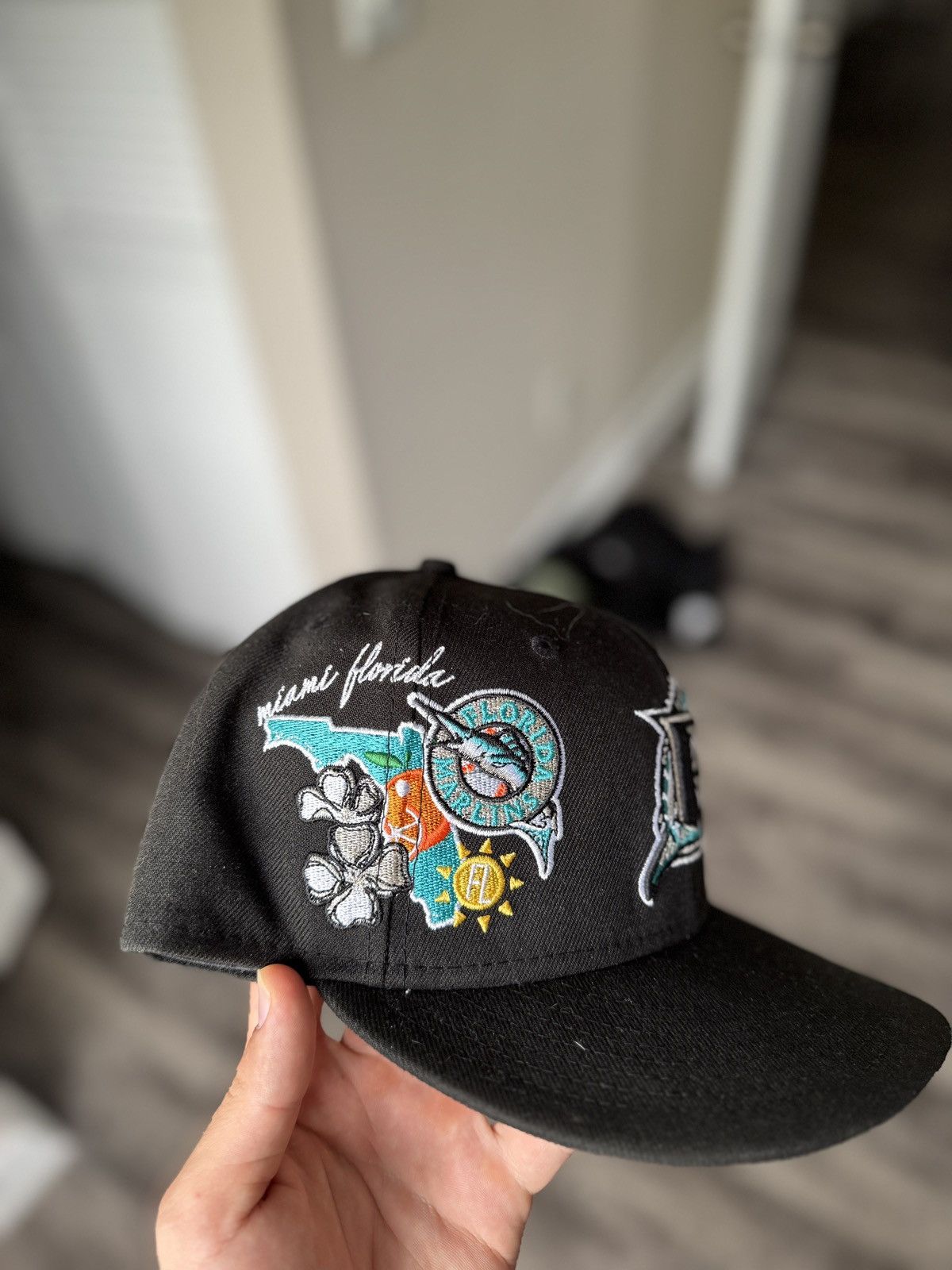 New Era Florida Marlins Miami New Era Fitted Cap Size ONE SIZE - 3 Thumbnail