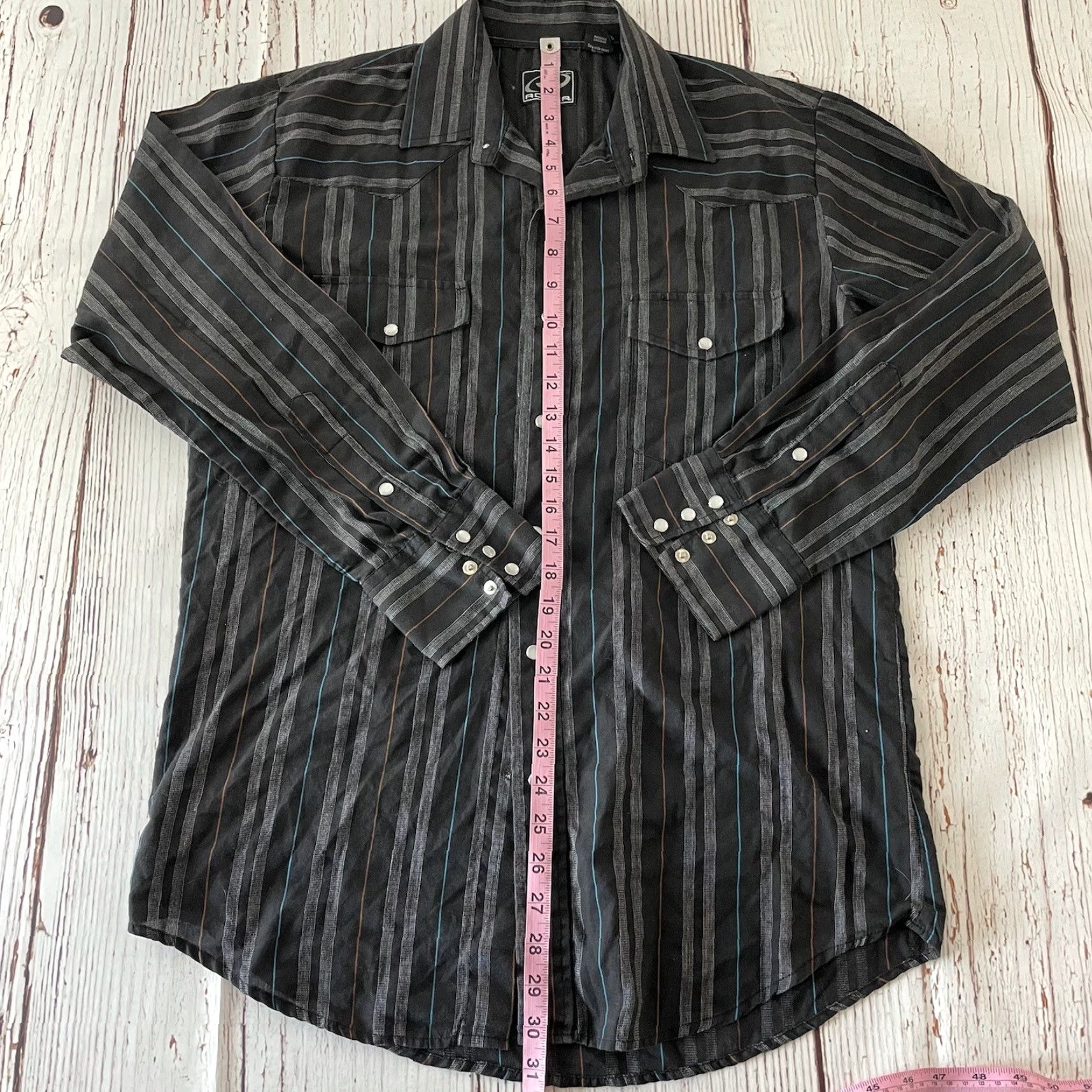 Roper Roper Shirt Striped Long Sleeve Button-Up Front Black Mens Medium Size US M / EU 48-50 / 2 - 4 Thumbnail
