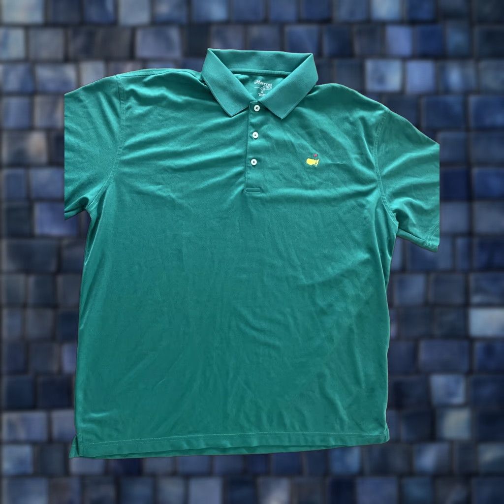 Vintage Masters Tech Polo Shirt Mens XL Green Performance Knit Augusta Golf Flag Preppy Size US XL / EU 56 / 4 - 1 Thumbnail