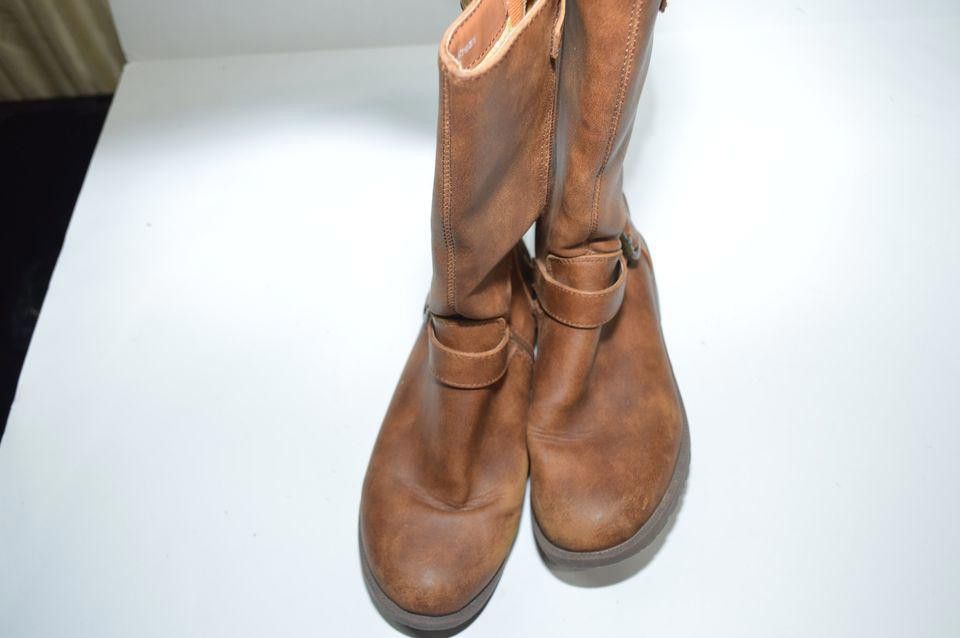 Designer Brown Faux Leather Mid-Calf Buckle Boots - Size 3 Size US 7.5 / IT 37.5 - 8 Thumbnail