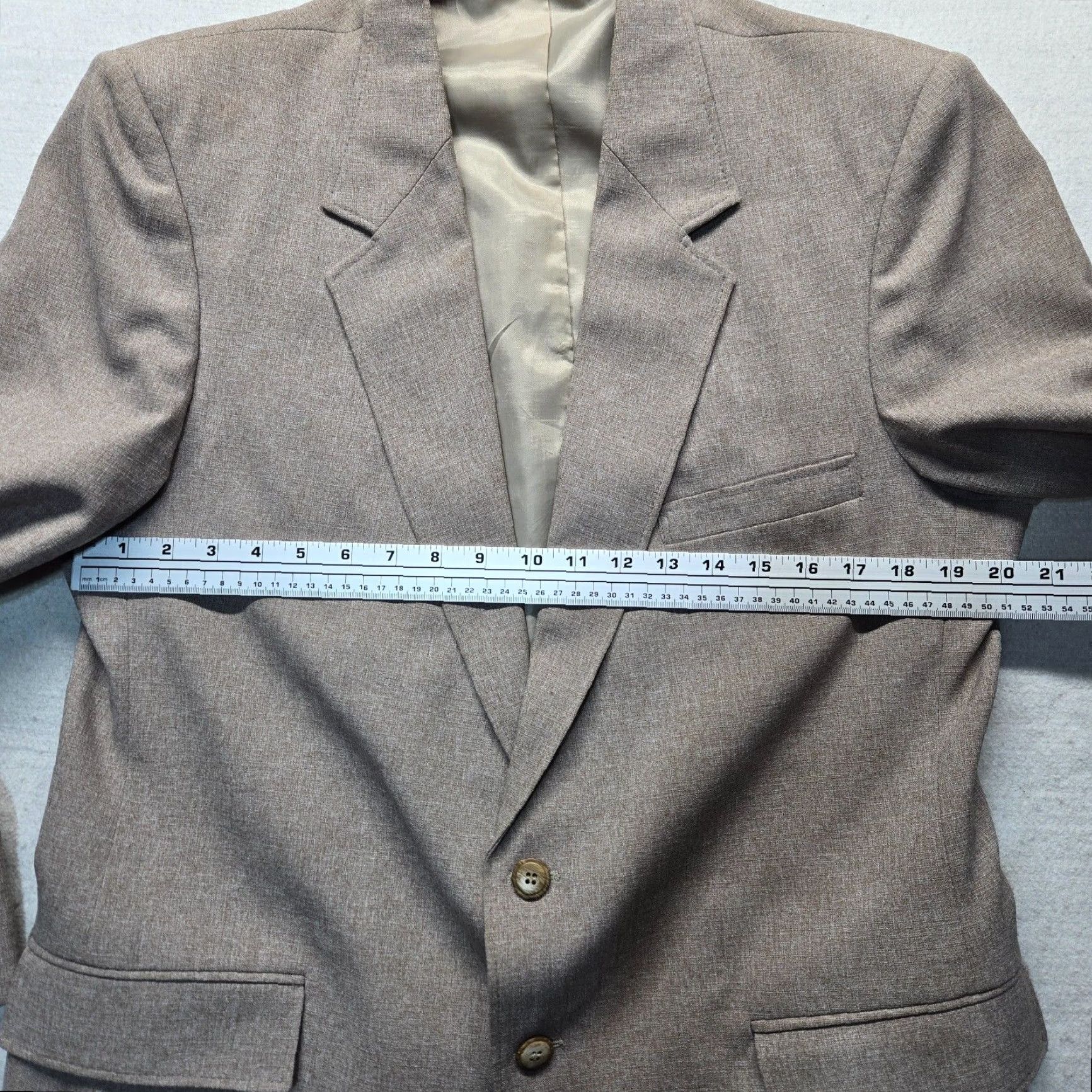 Vintage Oakton Perma-Rest Gray Blazer Jacket Adult Men 44R Size 44 Polyester Solid Button Pockets Casual Workwear Formal Coat Size 44R - 6 Thumbnail