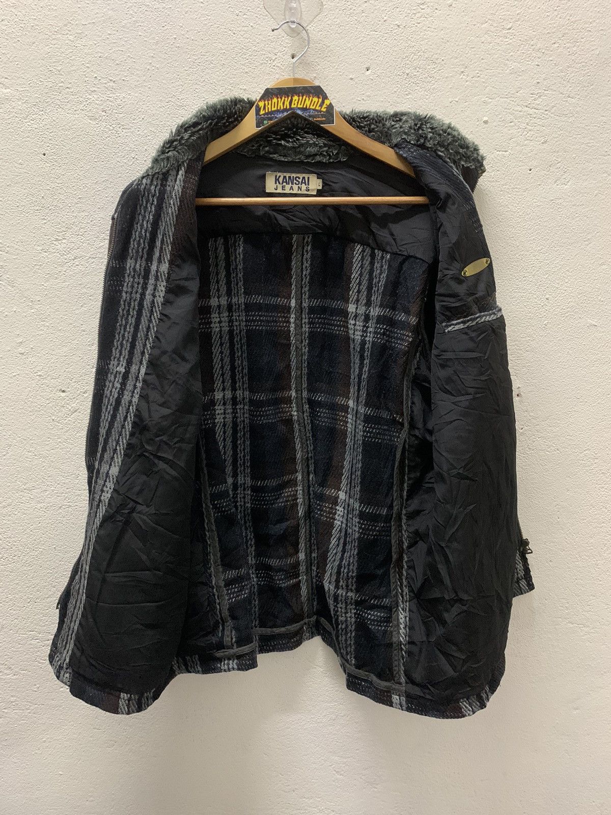 Kansai Yamamoto Vintage Kansai Jeans Wool Fur Jacket Size US L / EU 52-54 / 3 - 3 Thumbnail
