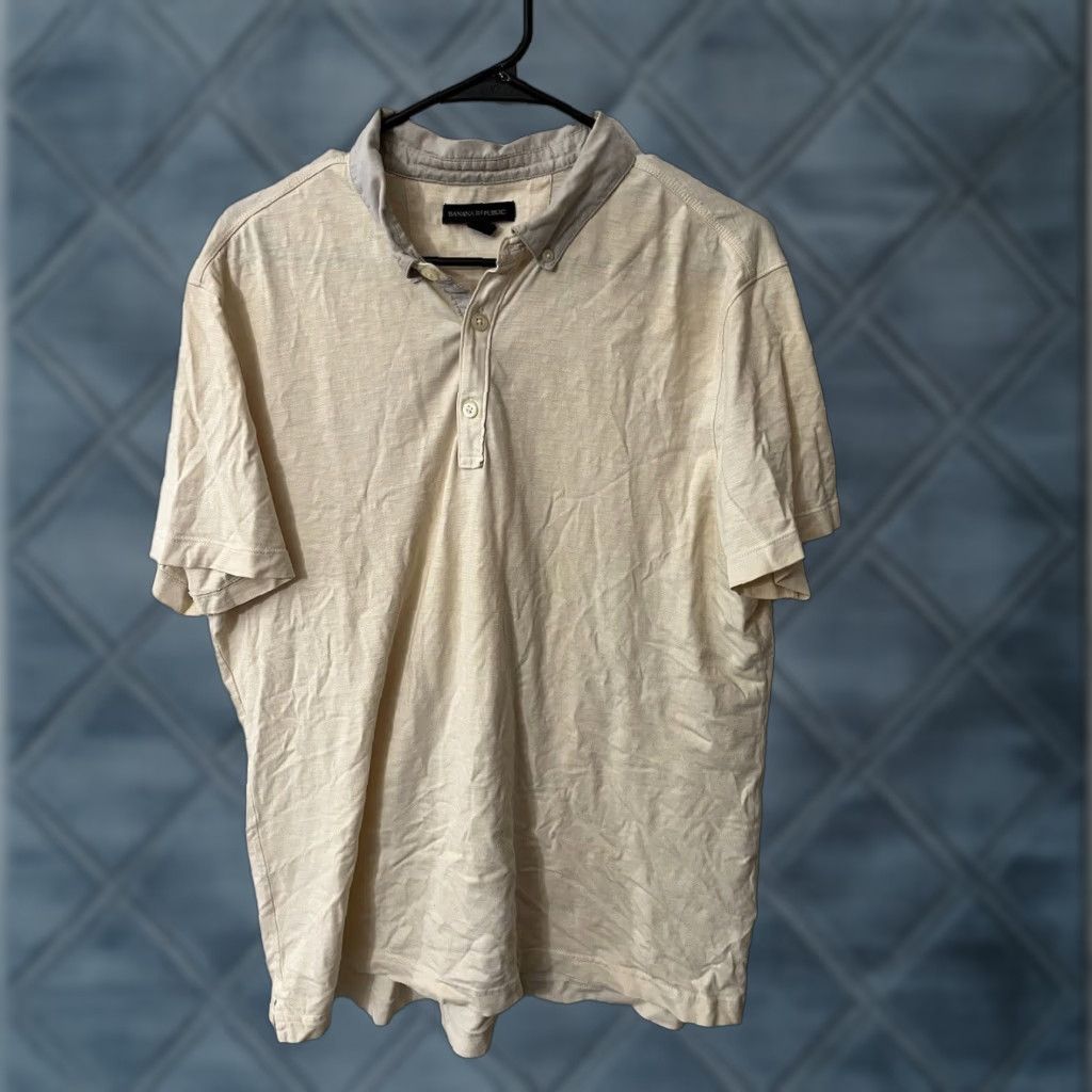 Banana Republic Banana Republic Polo Shirt Mens XL Cream Short Sleeve Cotton Classic Golf Size US XL / EU 56 / 4 - 1 Thumbnail