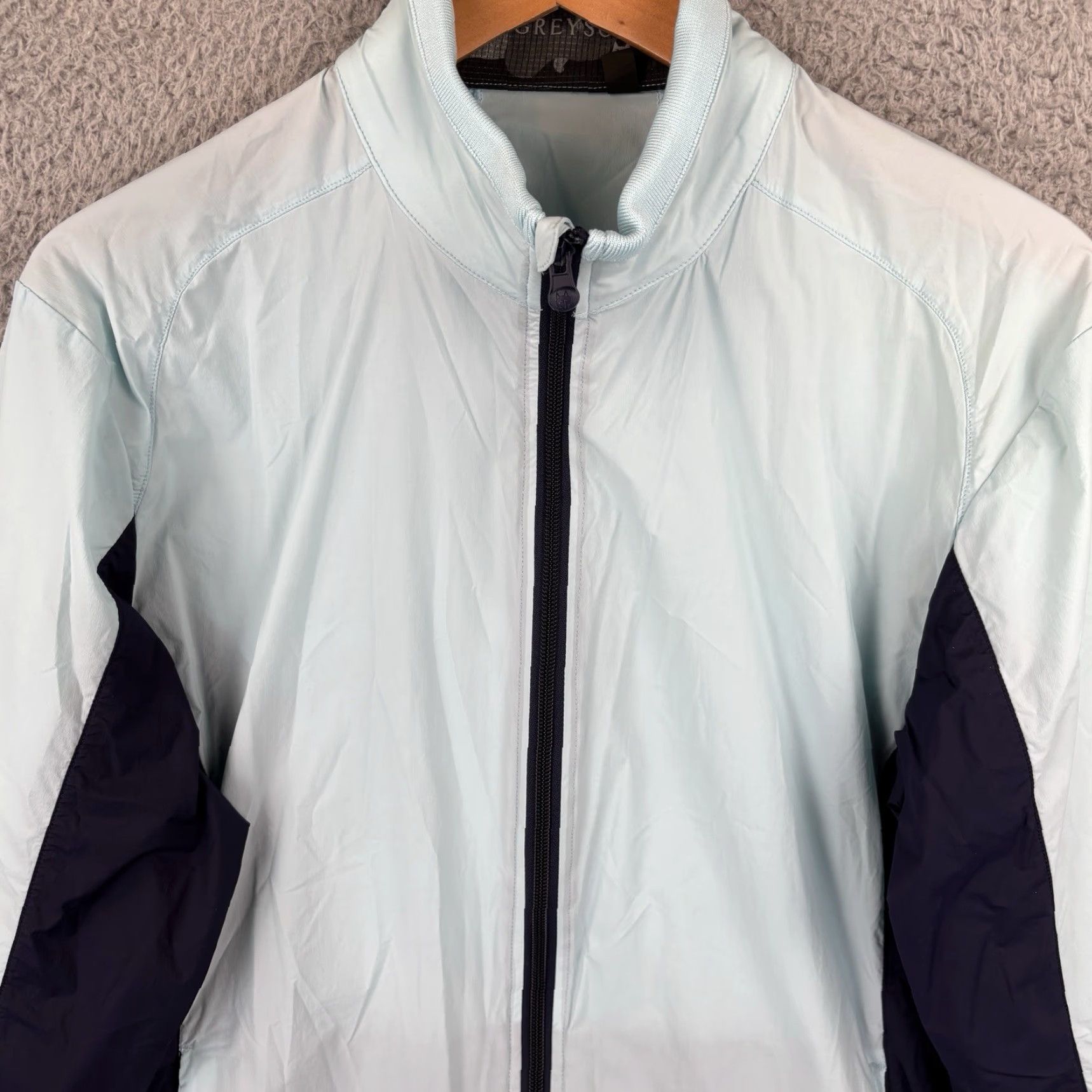 Vintage Greyson Trailwolf Lightweight Windproof Golf Jacket Mens M Light Blue Navy Zip Pockets Full Zip Stand-Up Collar Golf Jacket - Mens Size US M / EU 48-50 / 2 - 2 Thumbnail