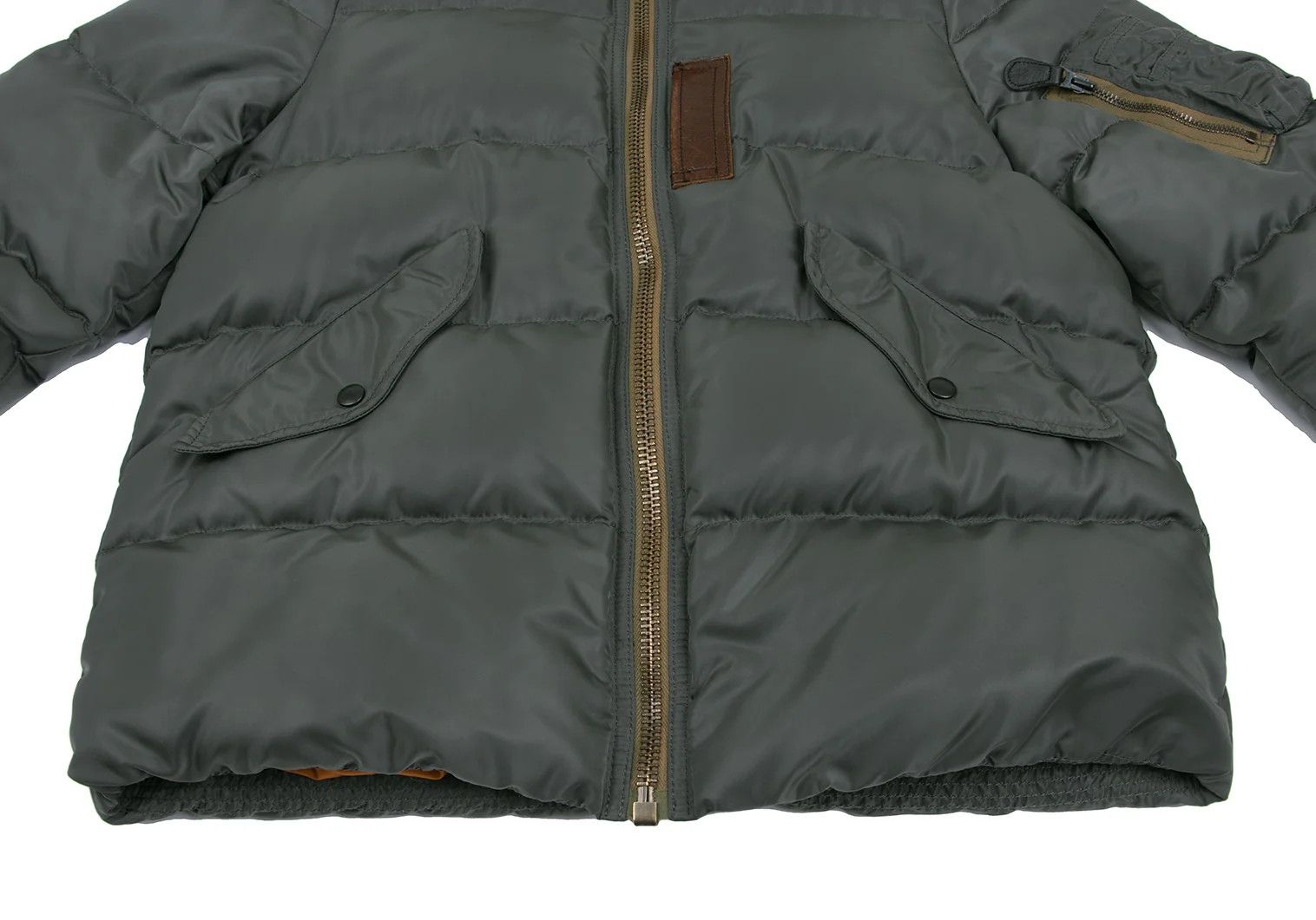 Junya Watanabe Patch Hooded Down Jacket in Khaki Orange, Size M Size US M / EU 48-50 / 2 - 14 Thumbnail