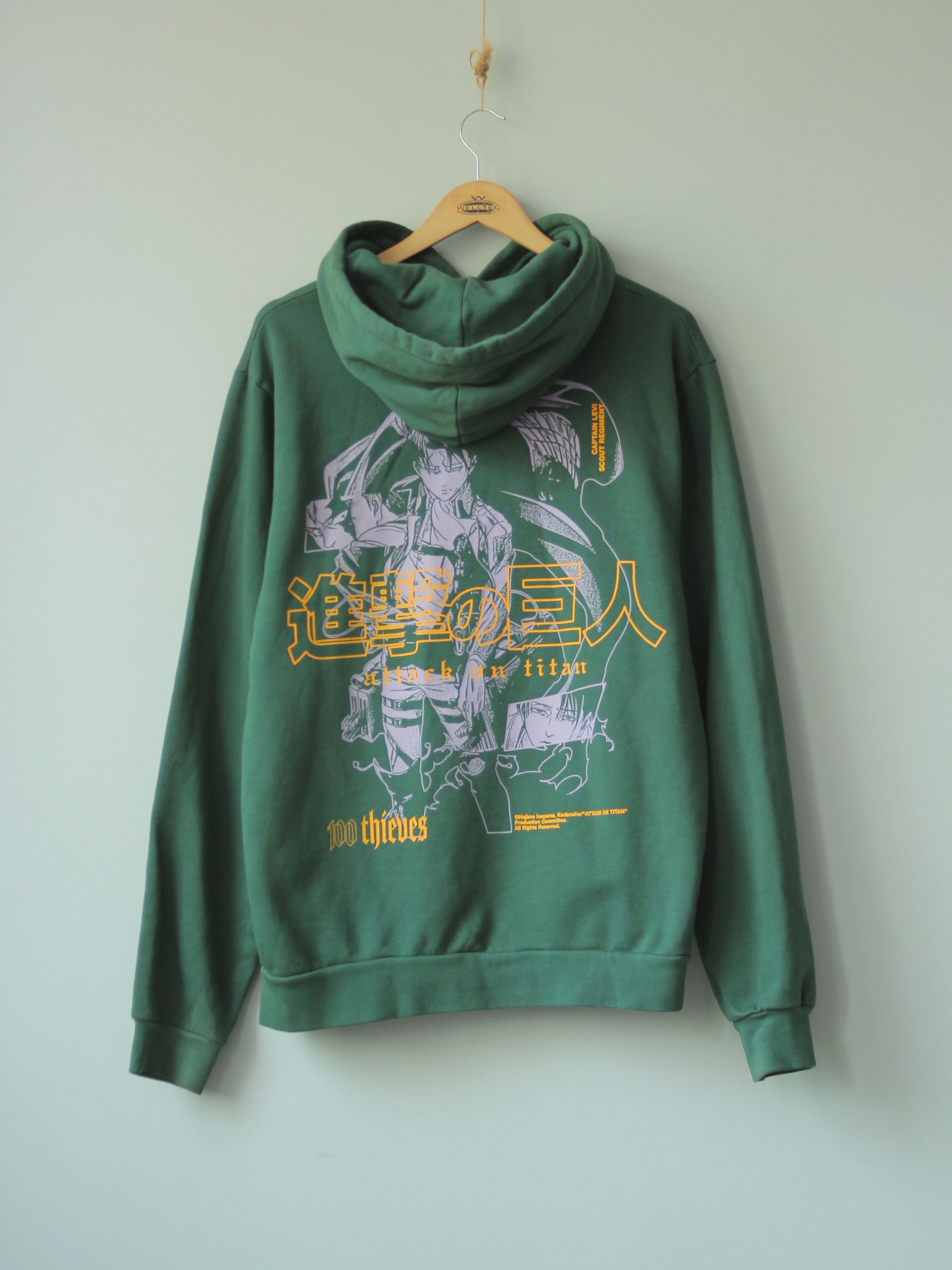 image of 100 Thieves Atack On Titan Hajime Isayama Hoodie Baggy M in Green, Men's (Size Medium)