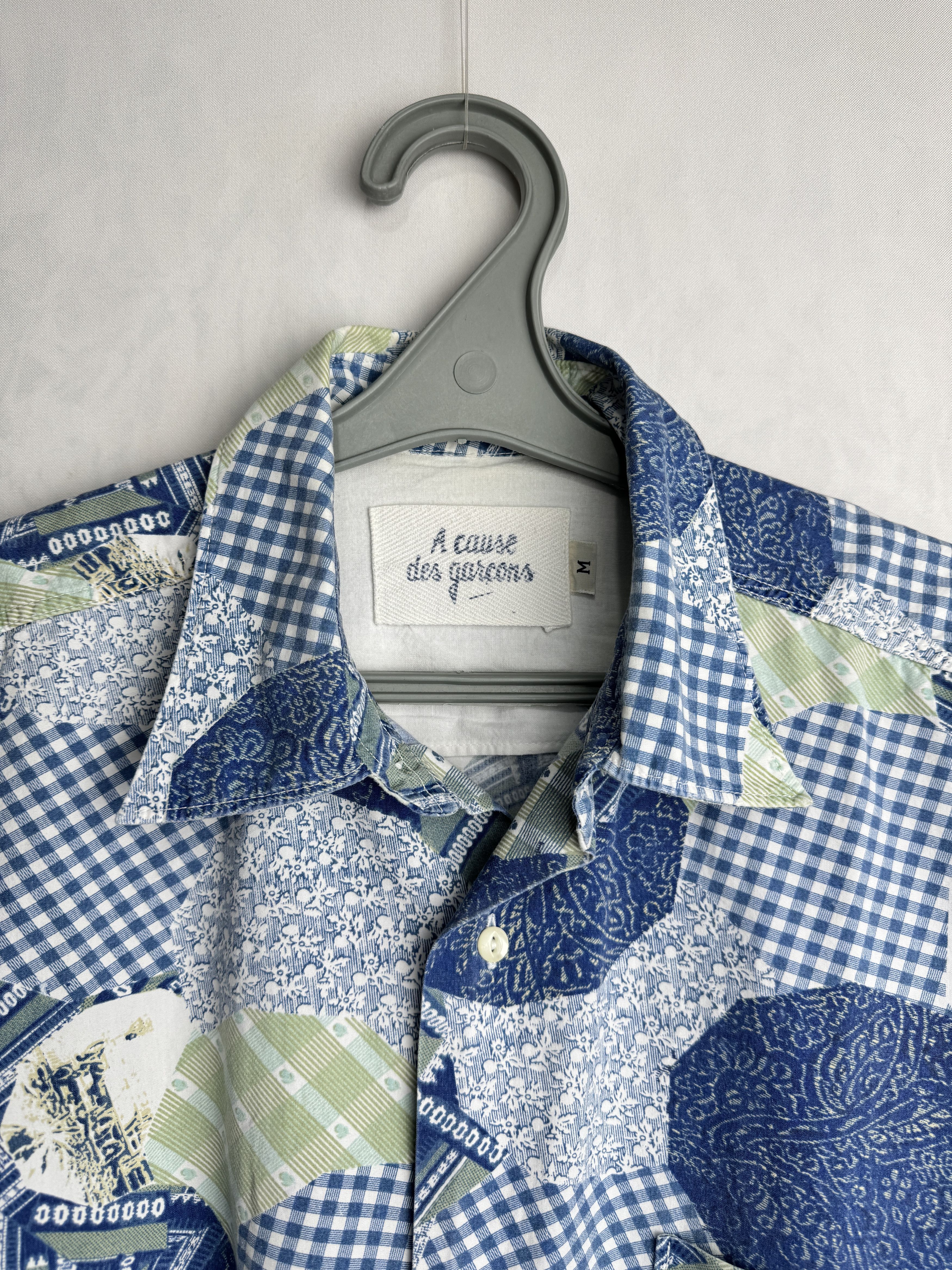 Other × Vintage A CAUSE des GARÇONS men’s patchwork print button up shirt Size US L / EU 52-54 / 3 - 4 Thumbnail