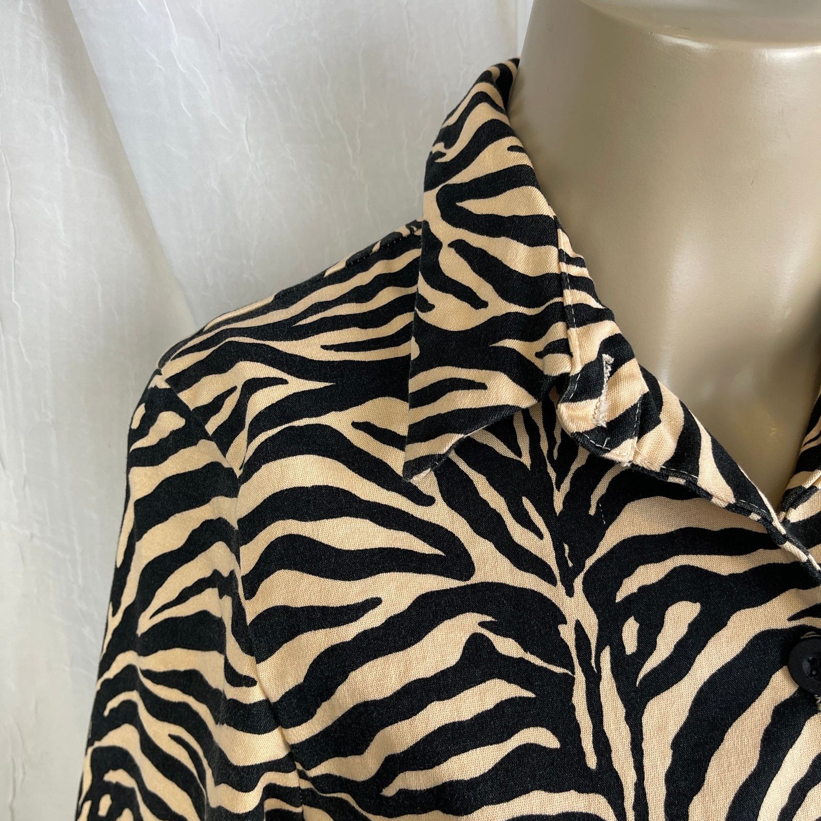 Vintage VTG Allison Taylor Tan Black Cropped Jacket Zebra Tiger XS/S Size XS / US 0-2 / IT 36-38 - 2 Thumbnail