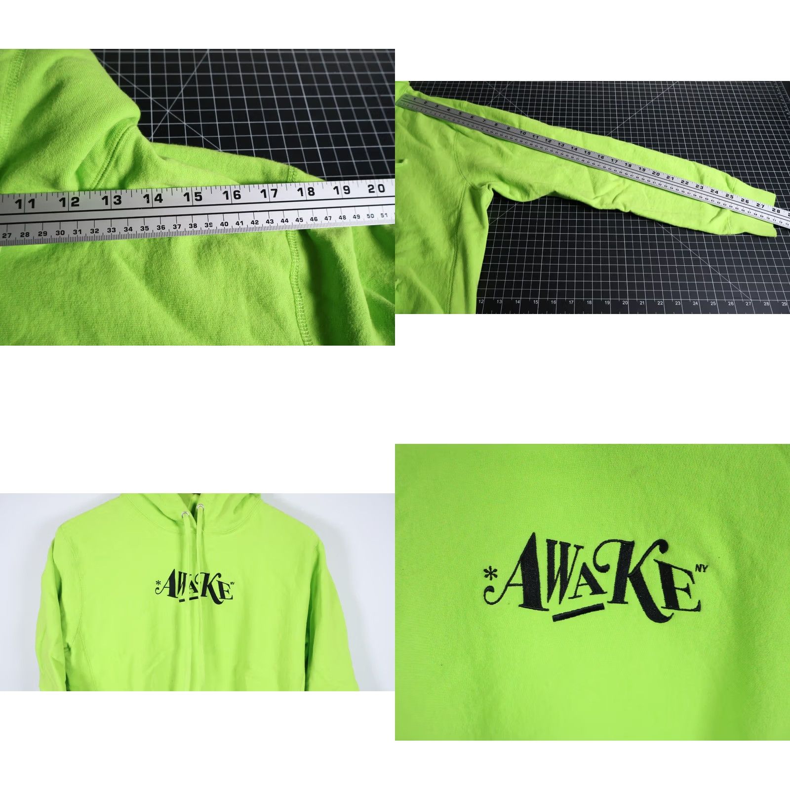 Awake NY Awake Hoodie Men Medium Lime Green Embroidered Sweatshirt Heavyweight Cotton Fleece Pockets Retro 90s Size US M / EU 48-50 / 2 - 8 Thumbnail