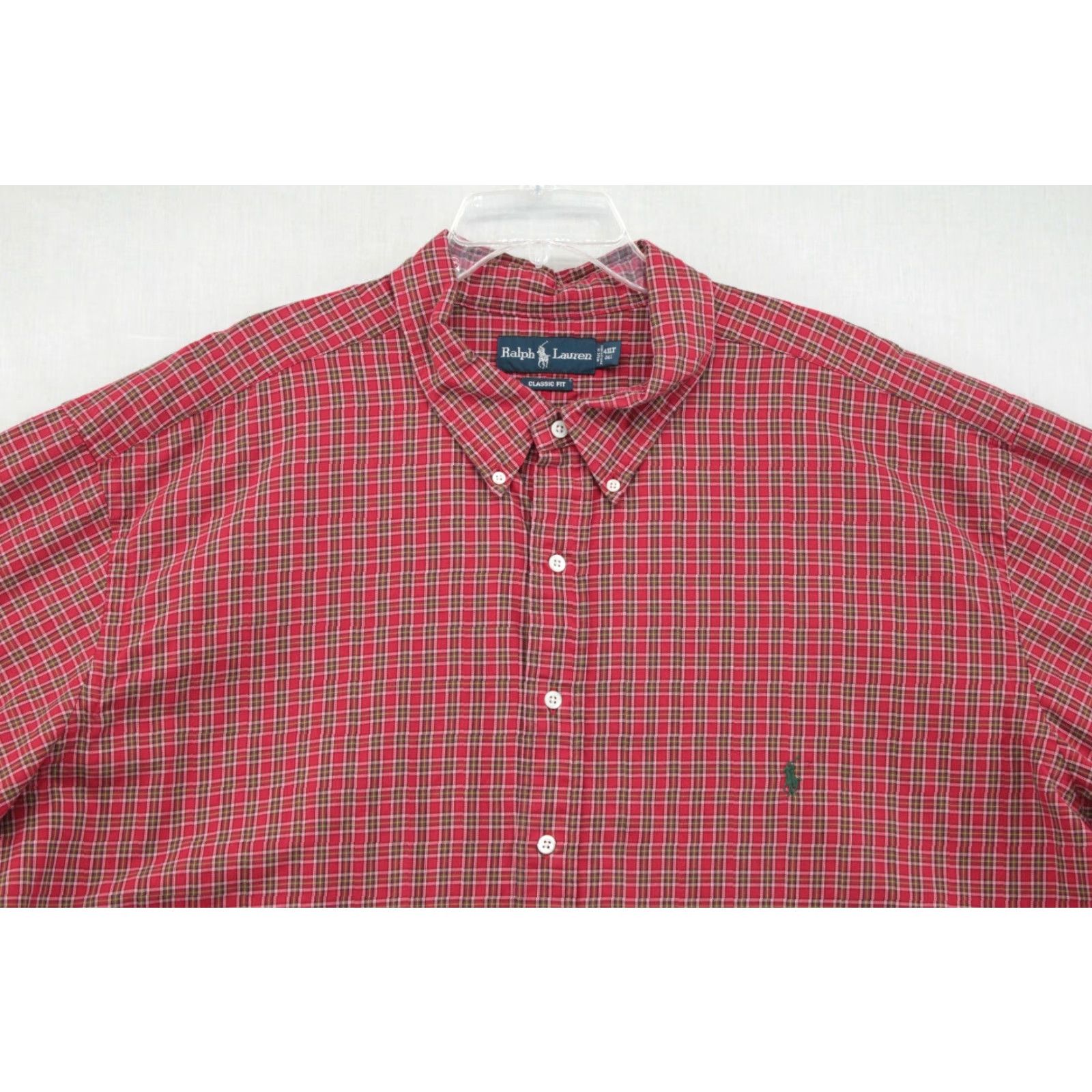 Polo Ralph Lauren VINTAGE Polo Ralph Lauren Shirt Men's Big 4XB Red Black Plaid Long Sleeve Button Preppy Mens Size US XXL / EU 58 / 5 - 4 Thumbnail