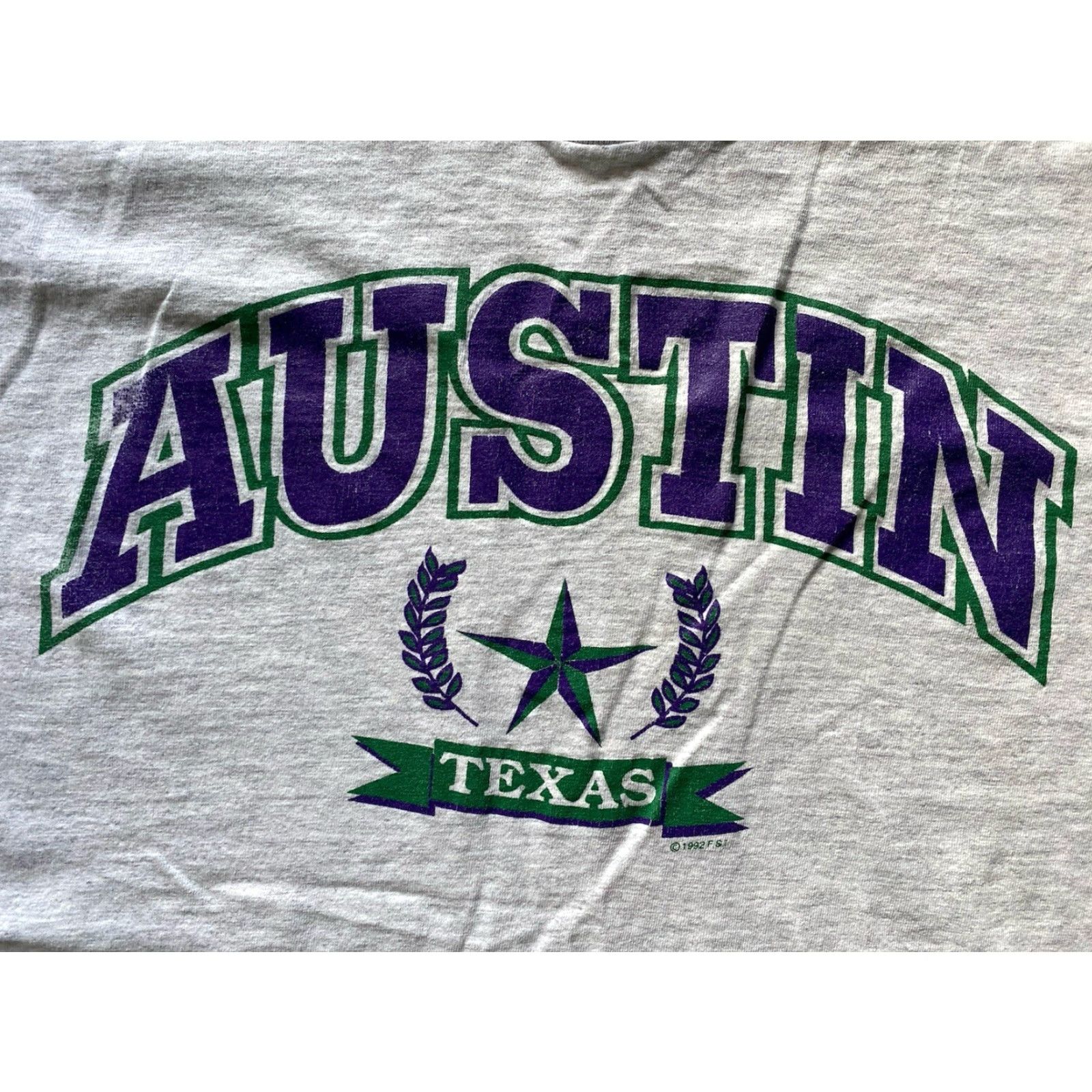 Anvil VINTAGE Anvil T-Shirt Gray Short Sleeve 1992 Men L Austin Texas Shirt Womens? No, Men. Size US L / EU 52-54 / 3 - 4 Thumbnail