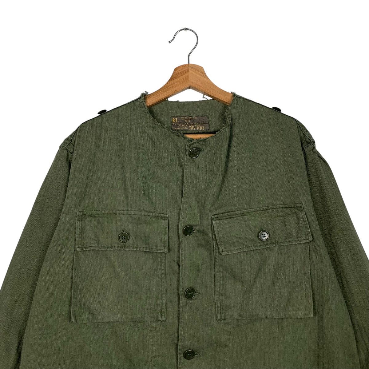 Vintage 74’ Dutch Army HBT Fatigue Jacket Cutoff Collar #1668-C74 Size US L / EU 52-54 / 3 - 2 Thumbnail
